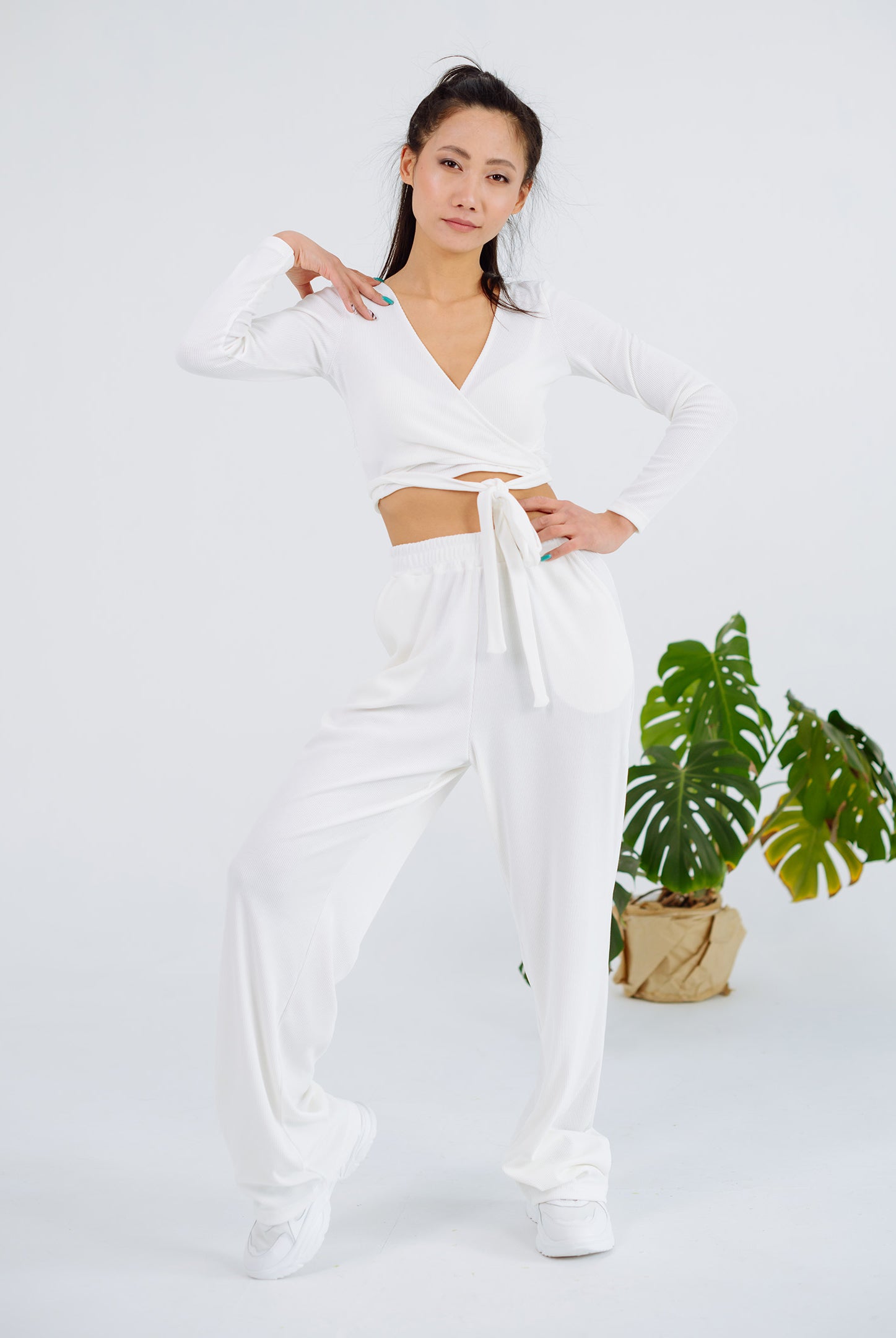 Топ на запах з довгим рукавом рубчик - Wear Me