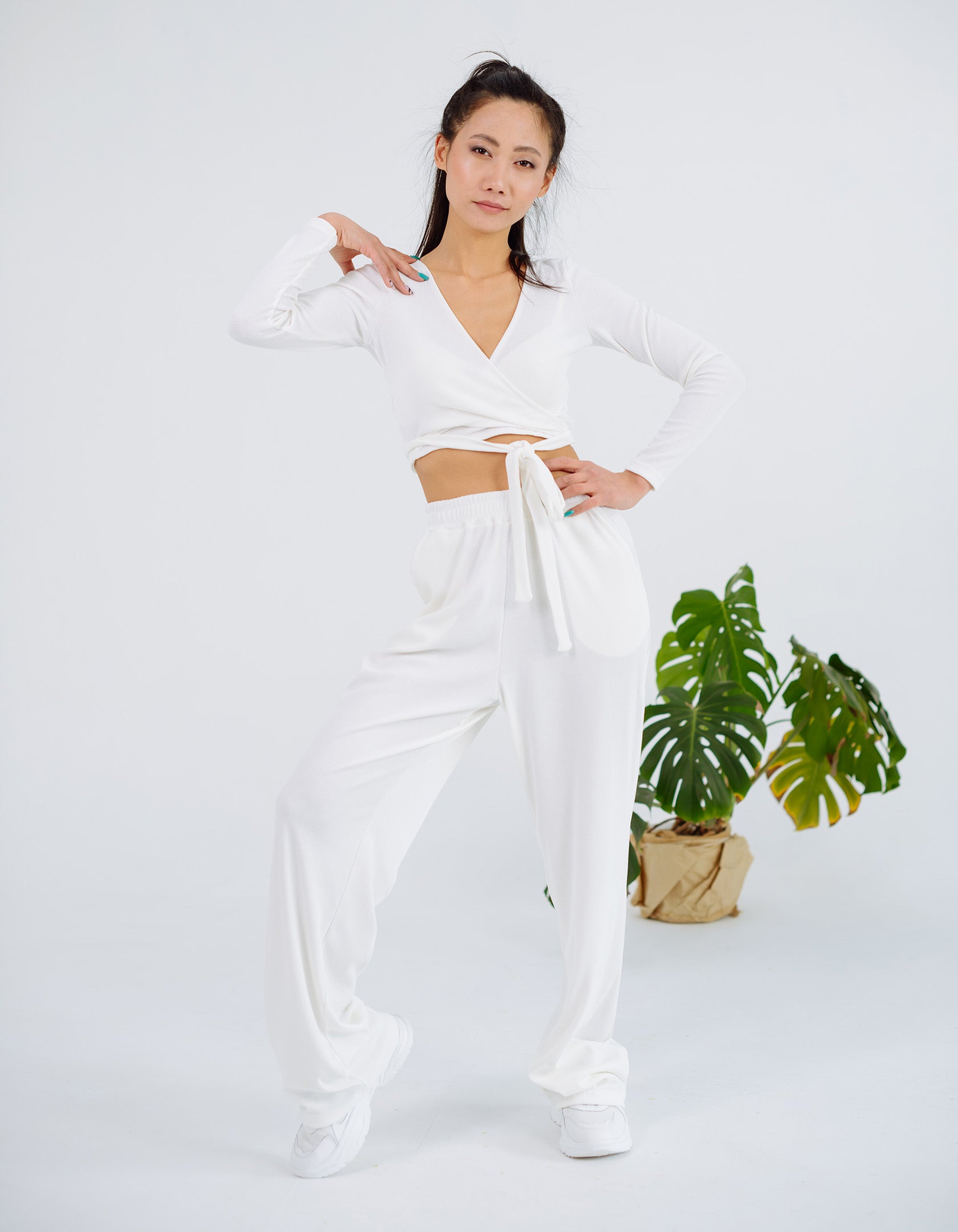 Топ на запах з довгим рукавом рубчик - Wear Me