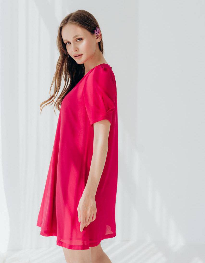 Сукня жіноча з коротким рукавом фуксія - Wear Me