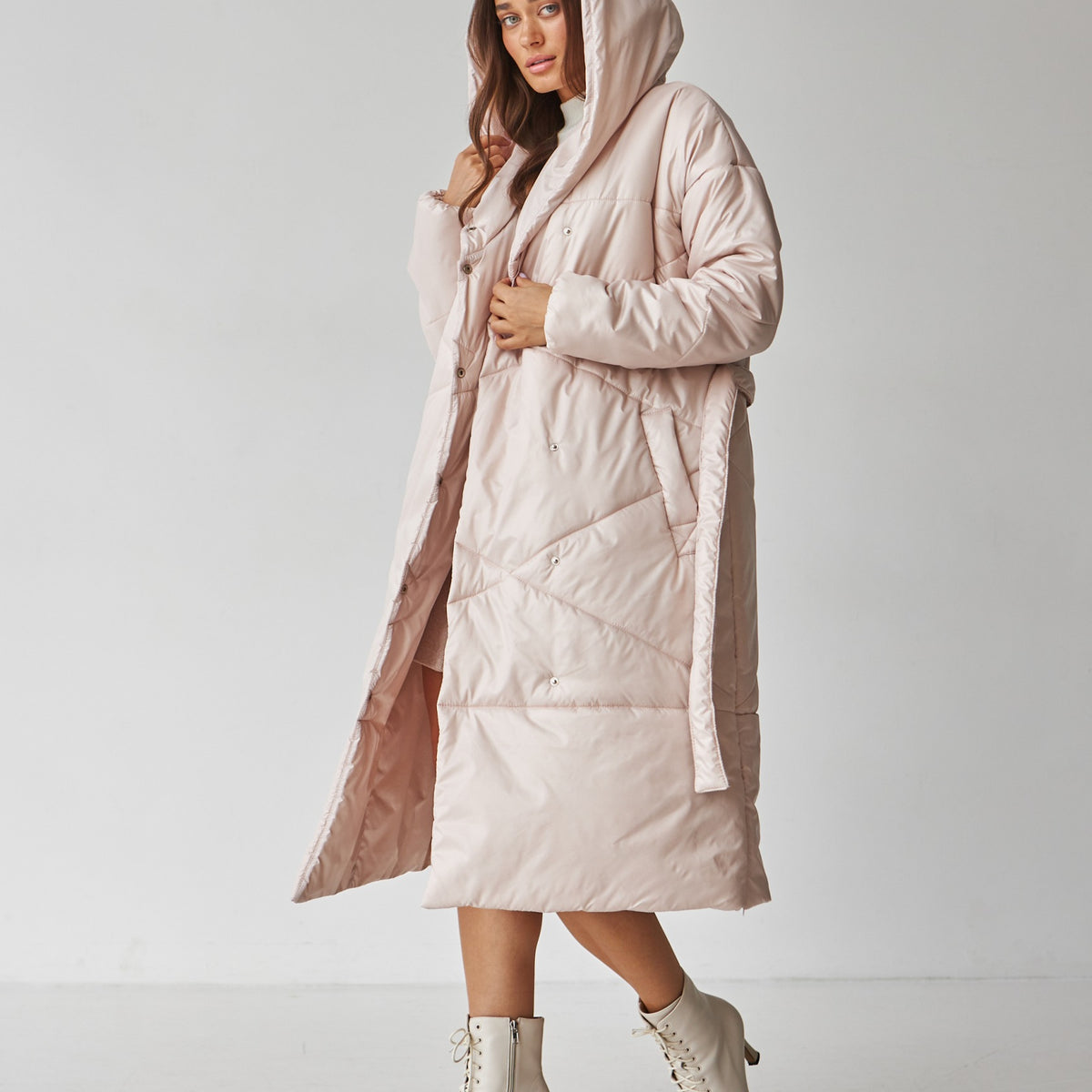 Пальто жіноче стьобане під пояс - Wear Me