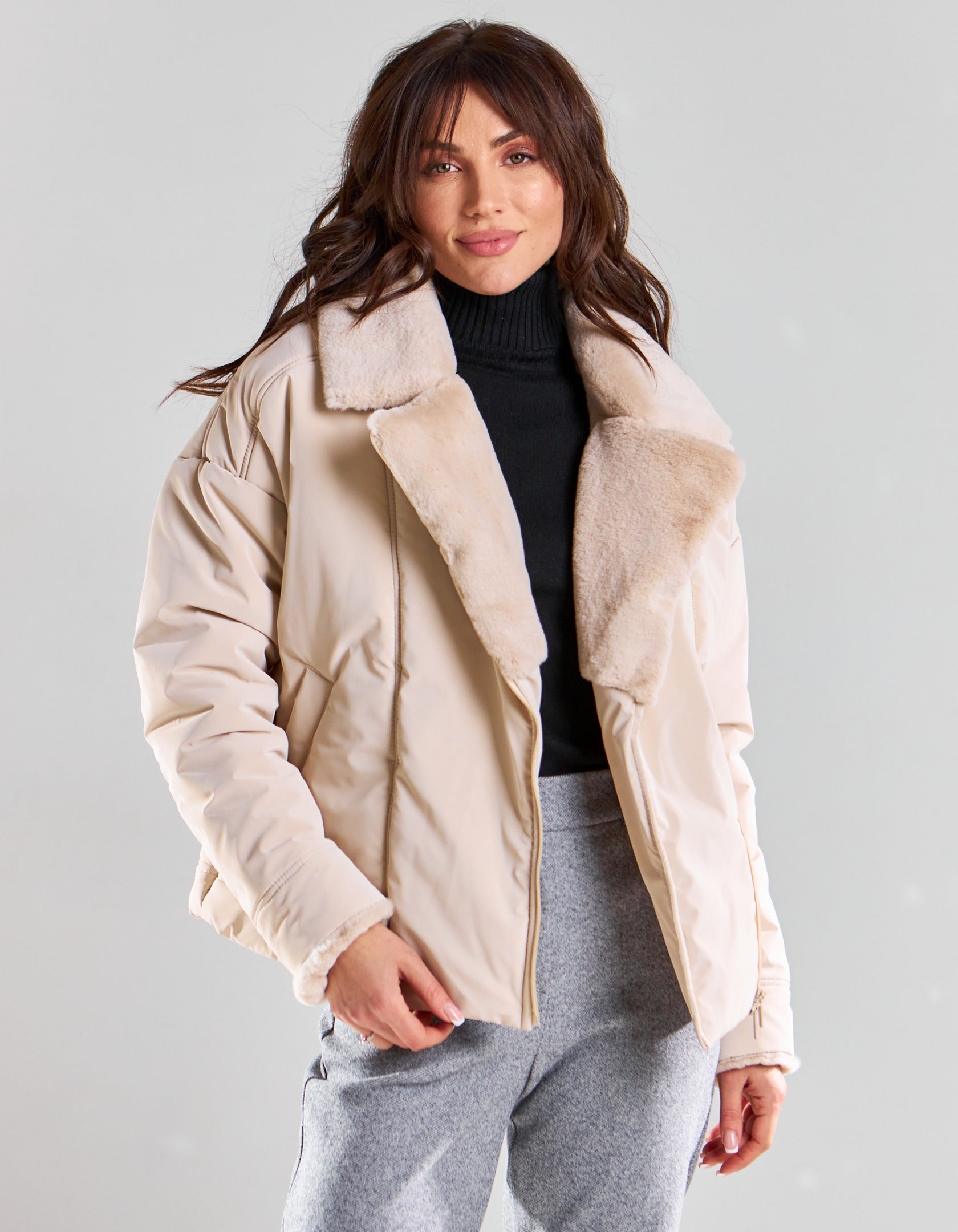 Курта косуха зимова з коміром із кролика - Wear Me
