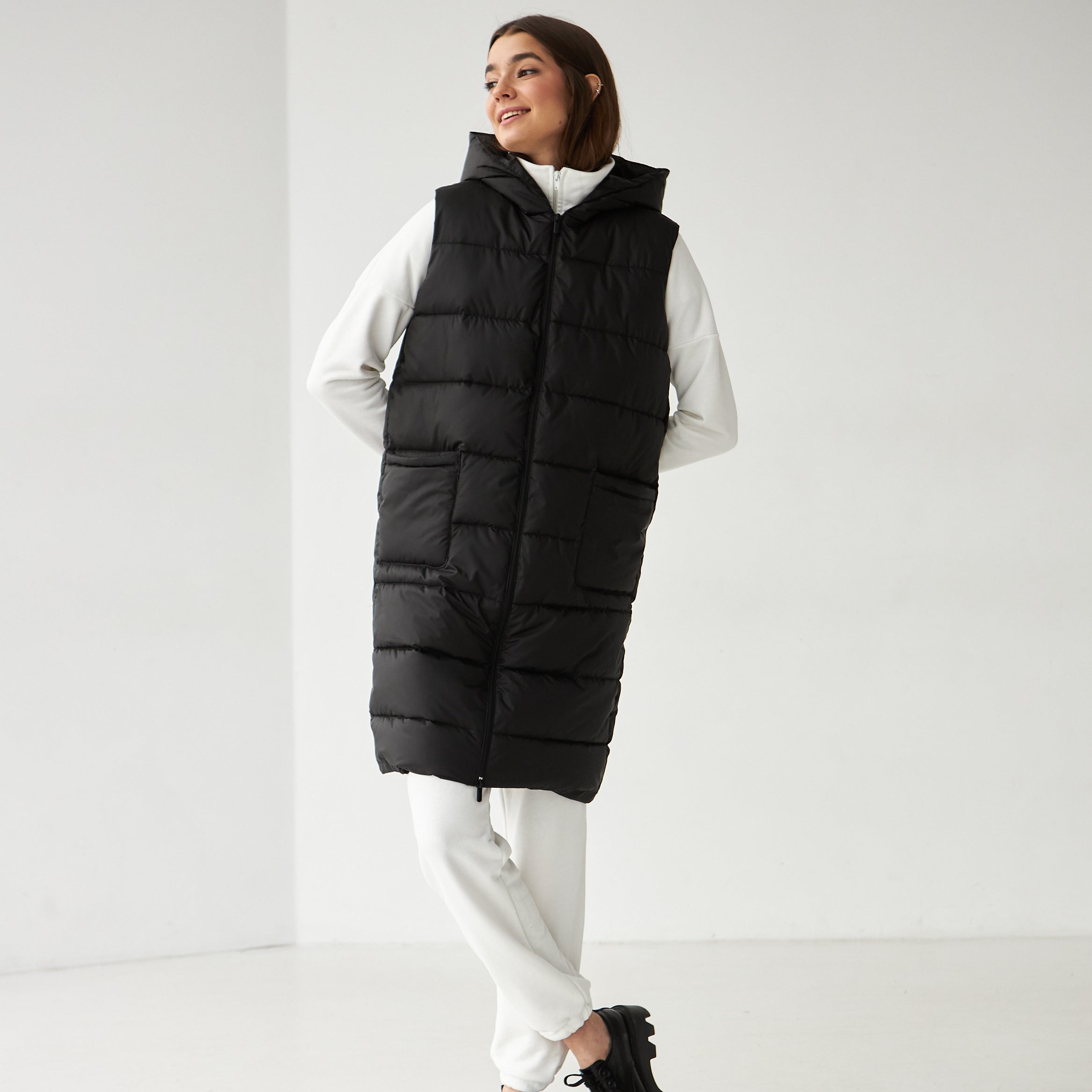 Подовжений жилет з накладними кишенями - Wear Me