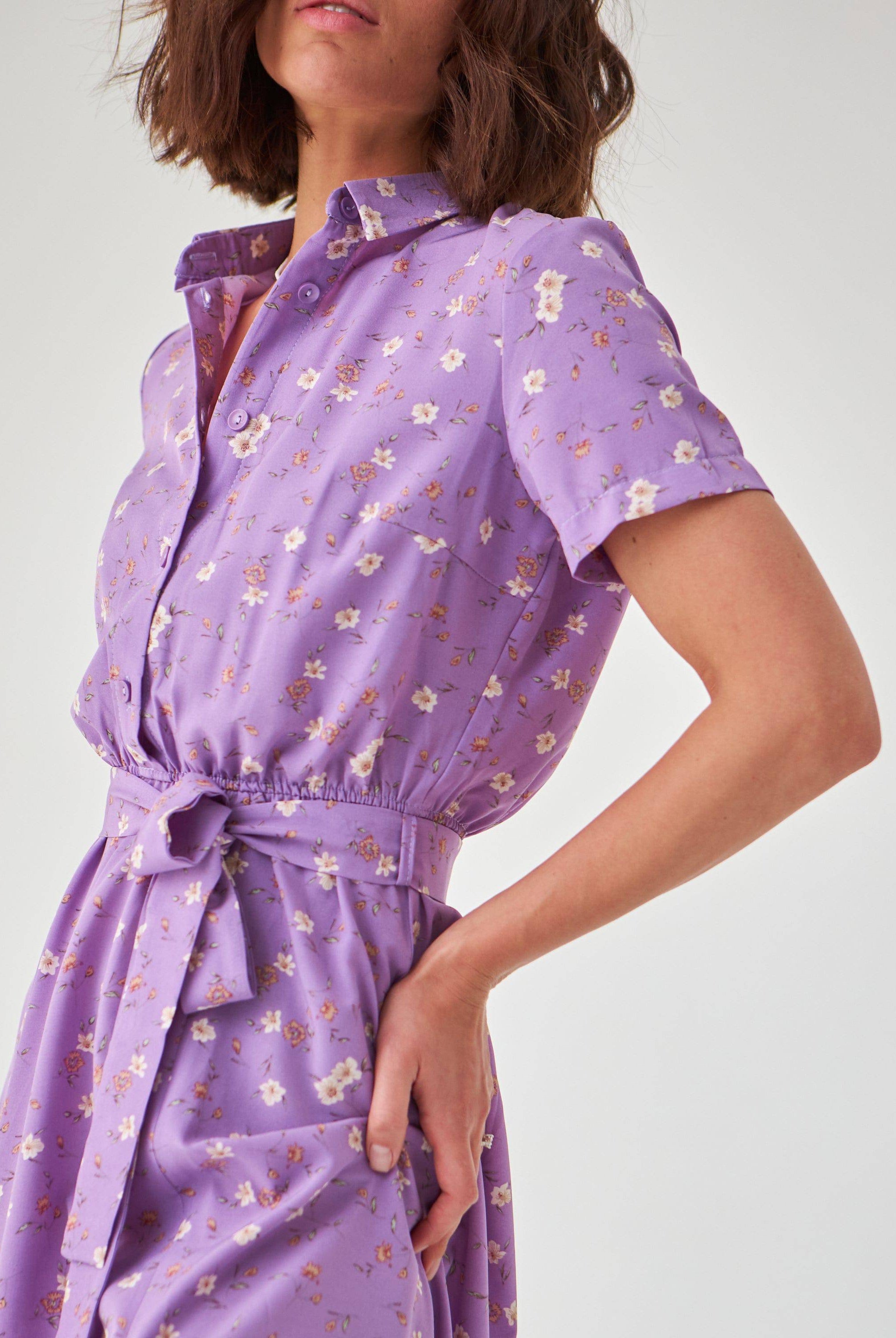Сукня міді зі спідницею напівкльош з коротким рукавом - Wear Me