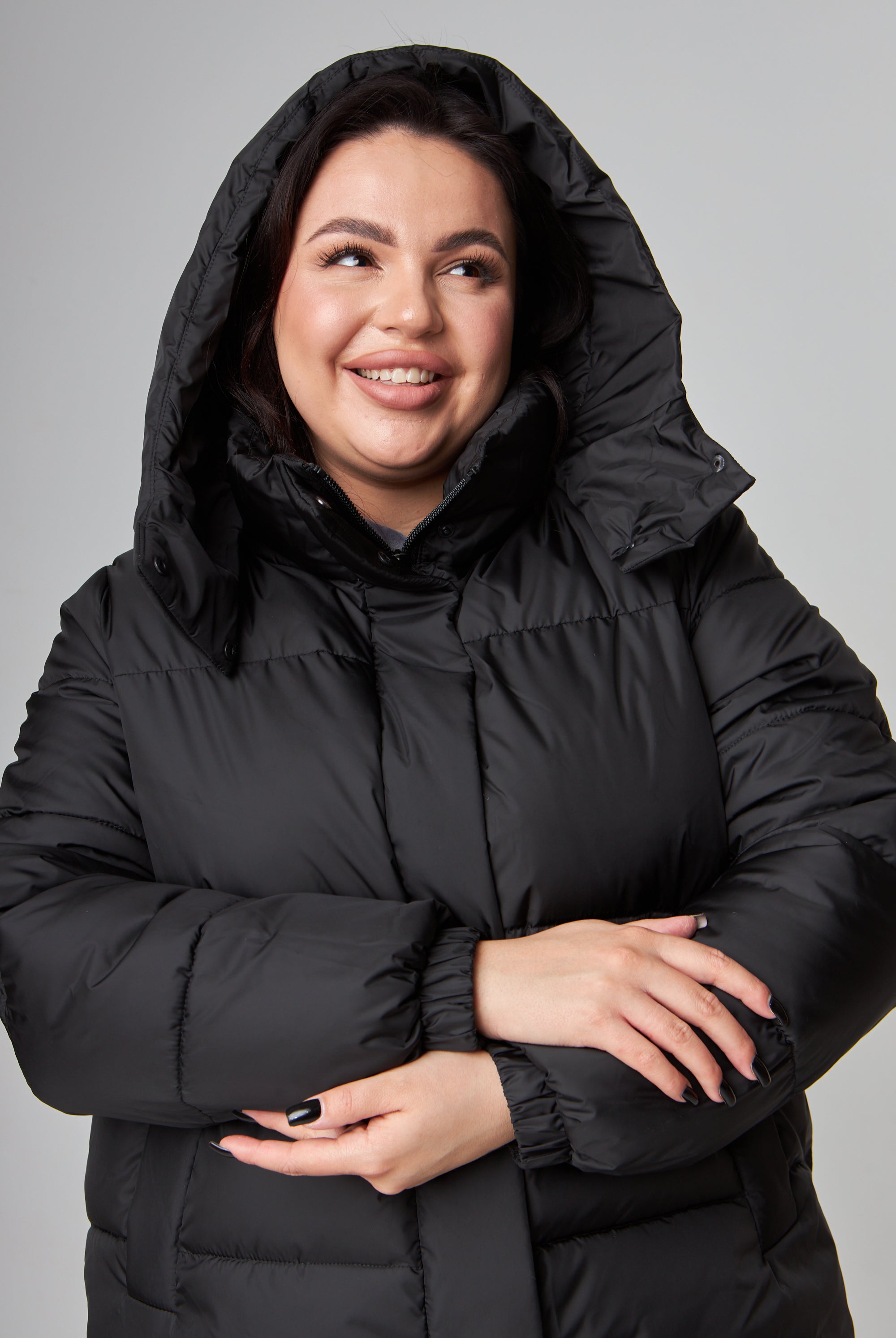 Пуховик нижче коліна на блискавці з капюшоном - Wear Me