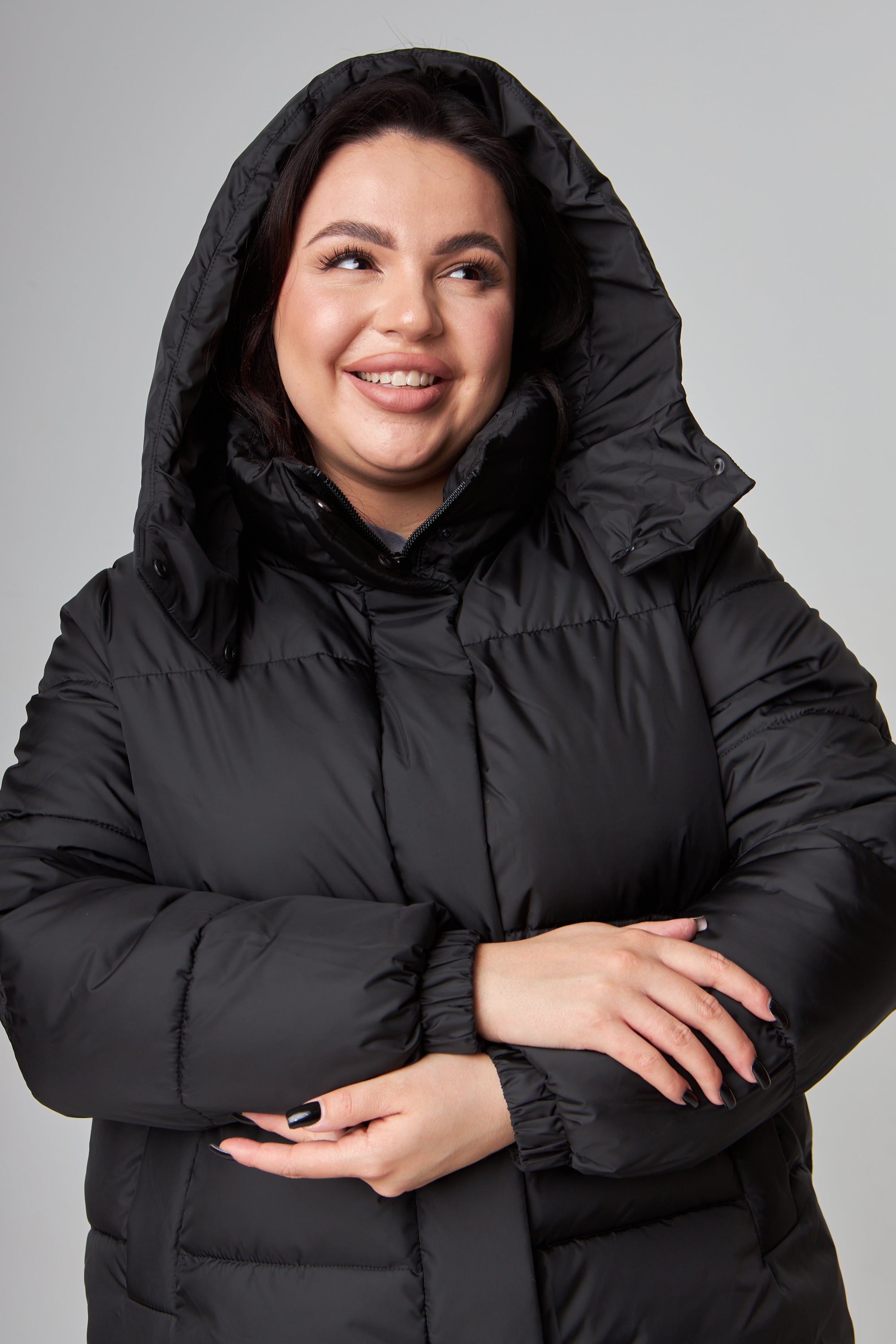 Пуховик нижче коліна на блискавці з капюшоном - Wear Me