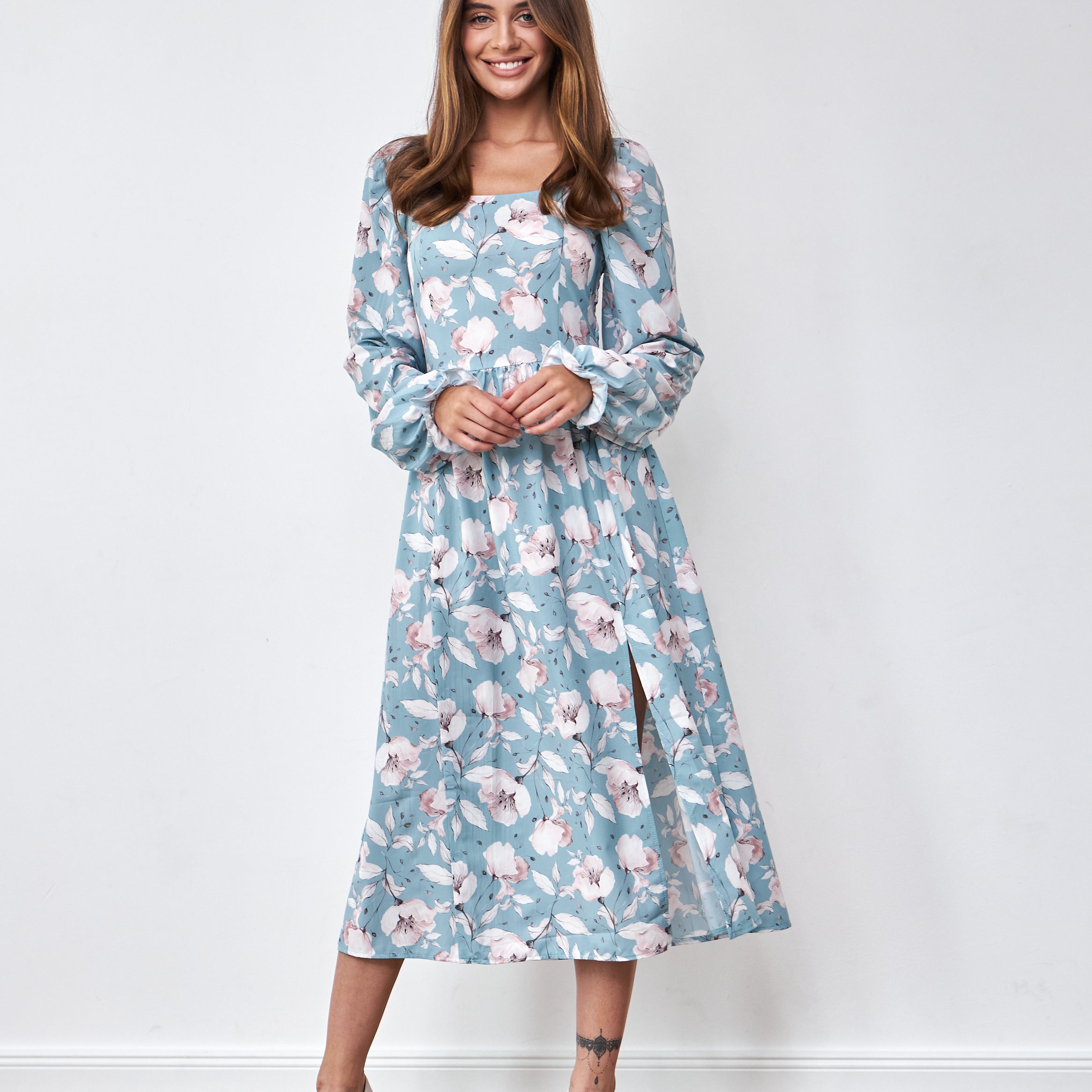 Сукня міді з розрізом та довгим рукавом - Wear Me