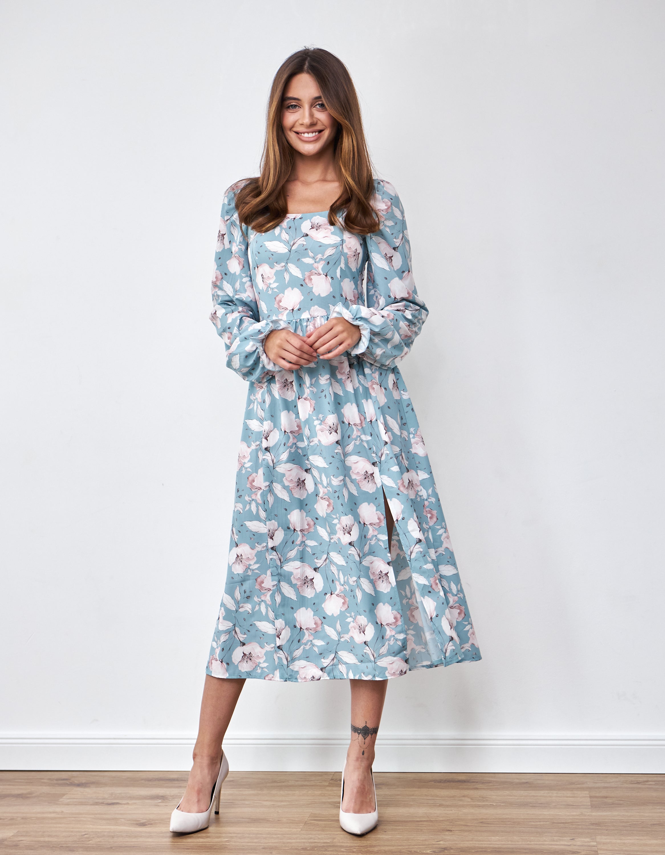 Сукня міді з розрізом та довгим рукавом - Wear Me