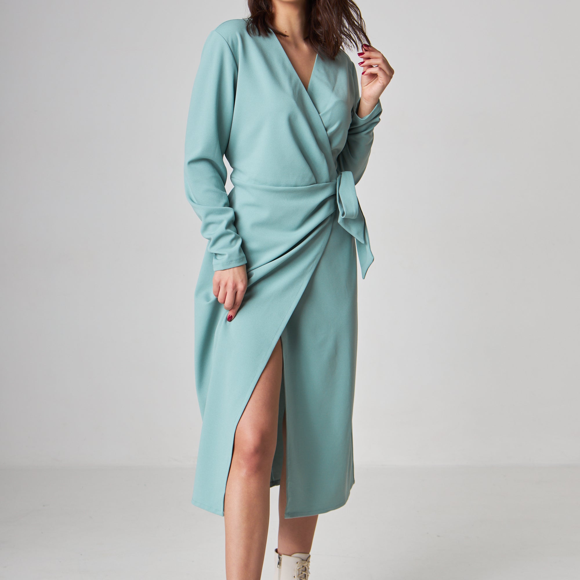 Сукня на запах з поясом та довгим рукавом - Wear Me