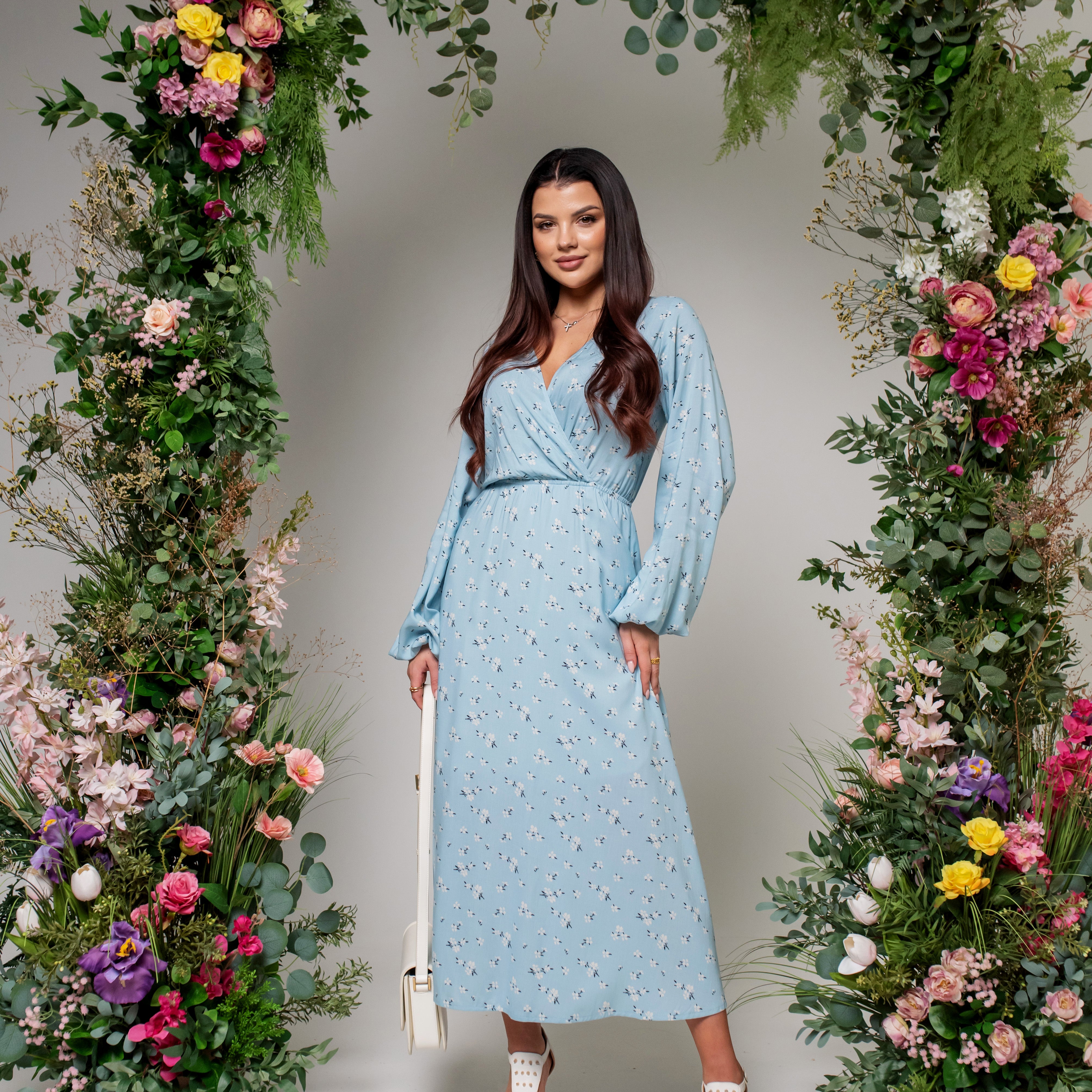 Сукня з нахлестом по ліфу з довгим рукавом - Wear Me
