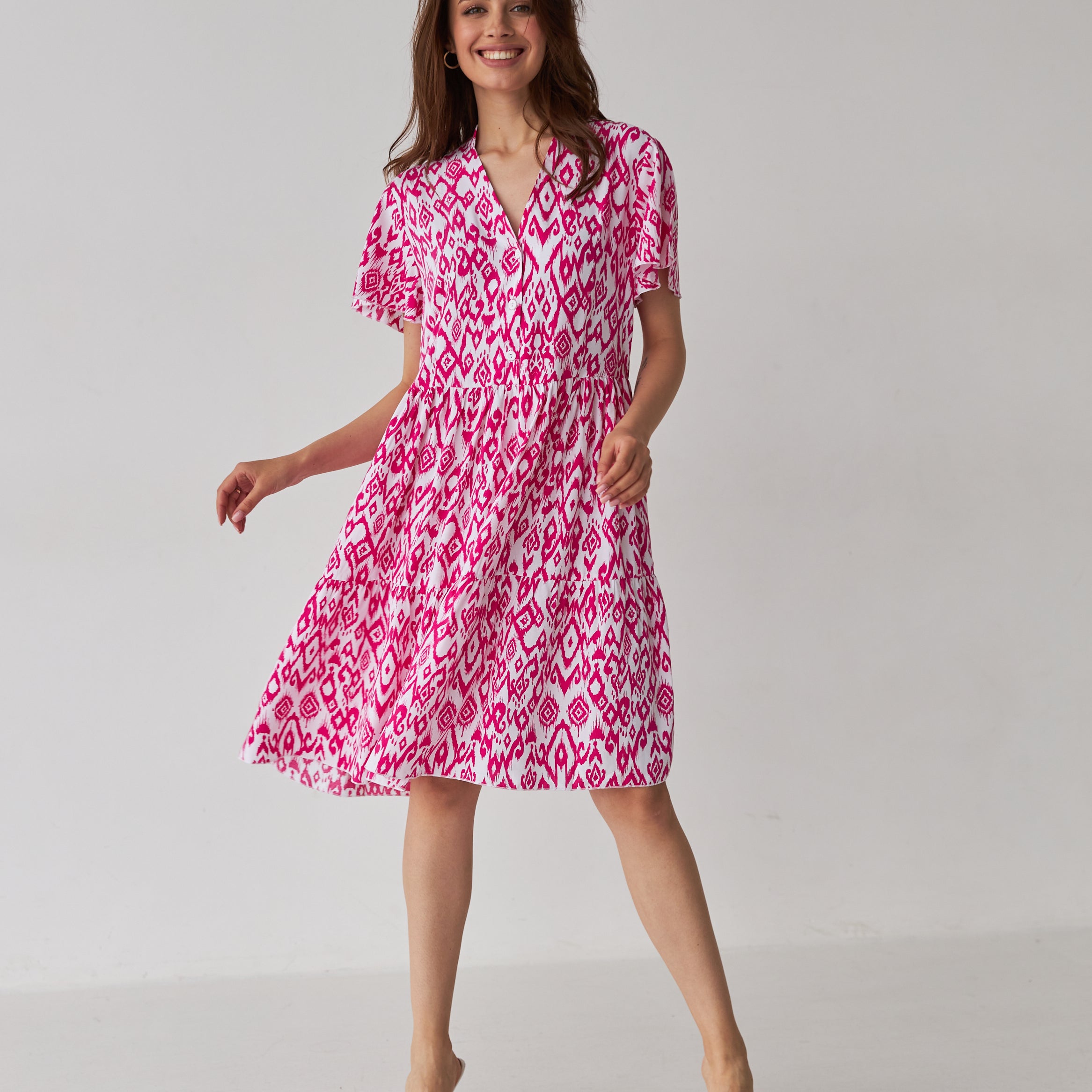 Сукня подовжена двоярусна з V вирізом