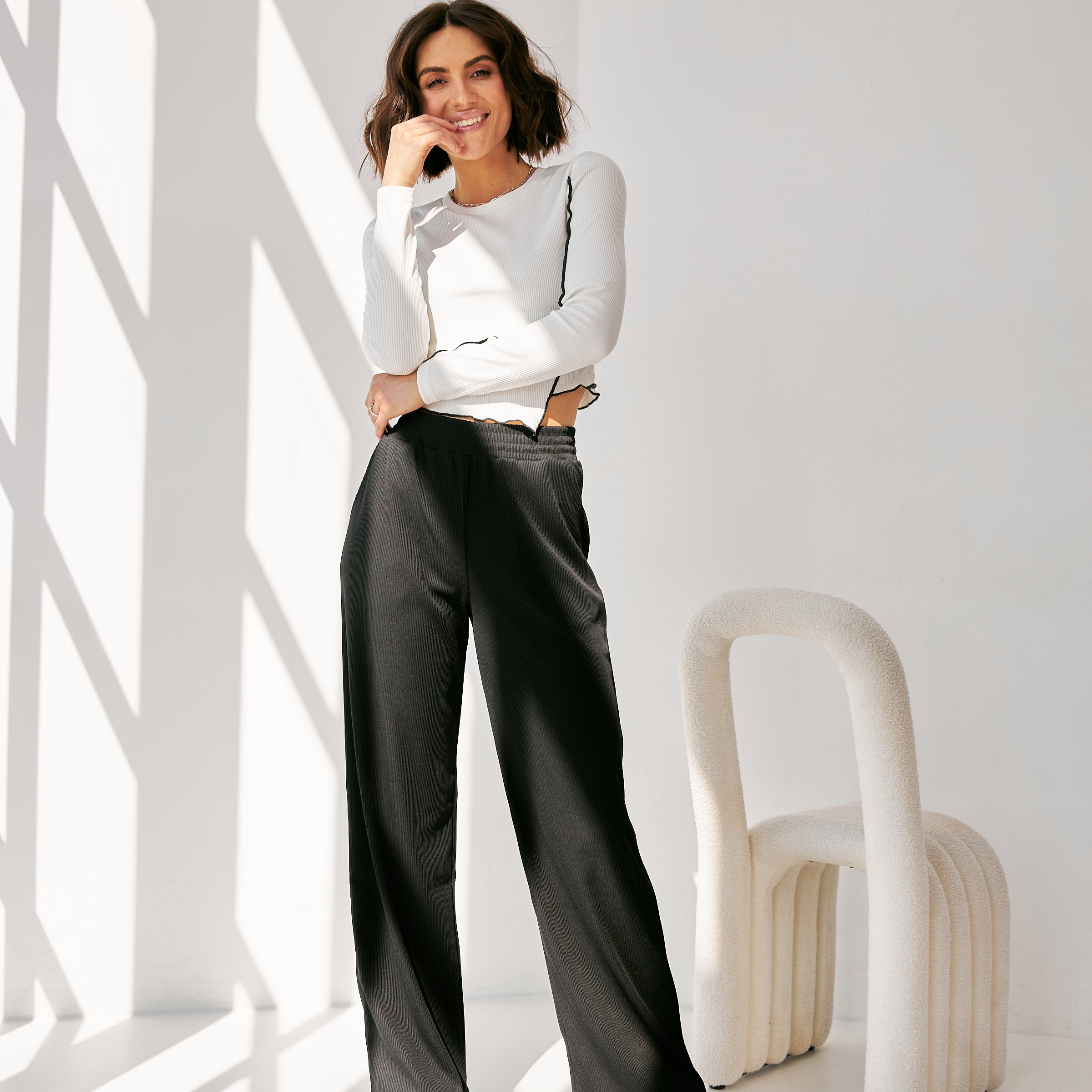 Брюки із рубчика с поясом