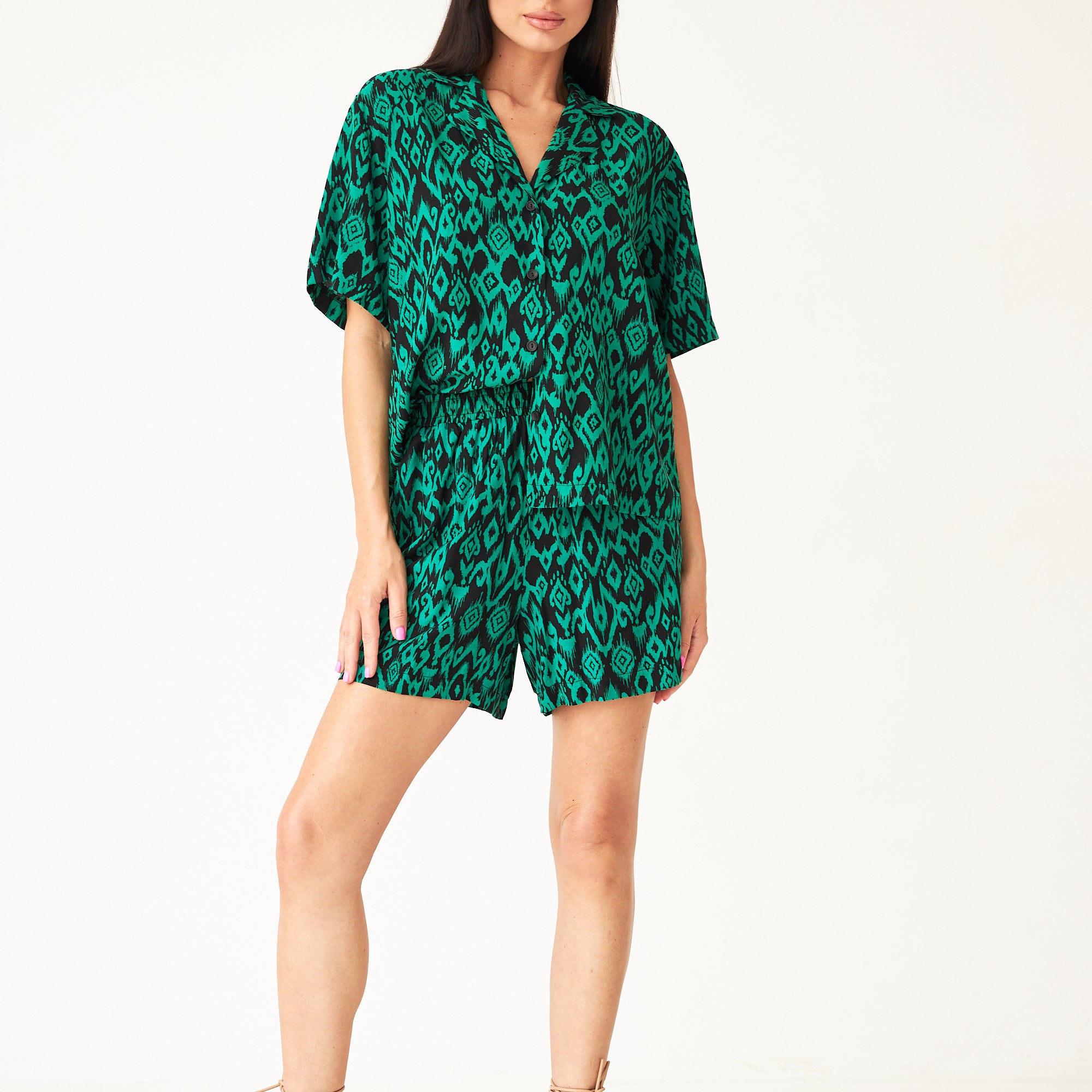 Шорти на резинці штапель принт