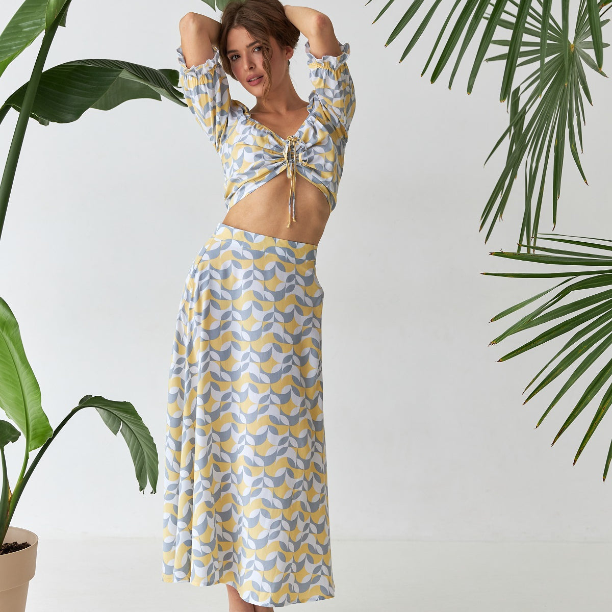 Спідниця міді напівкльош зі штапелю