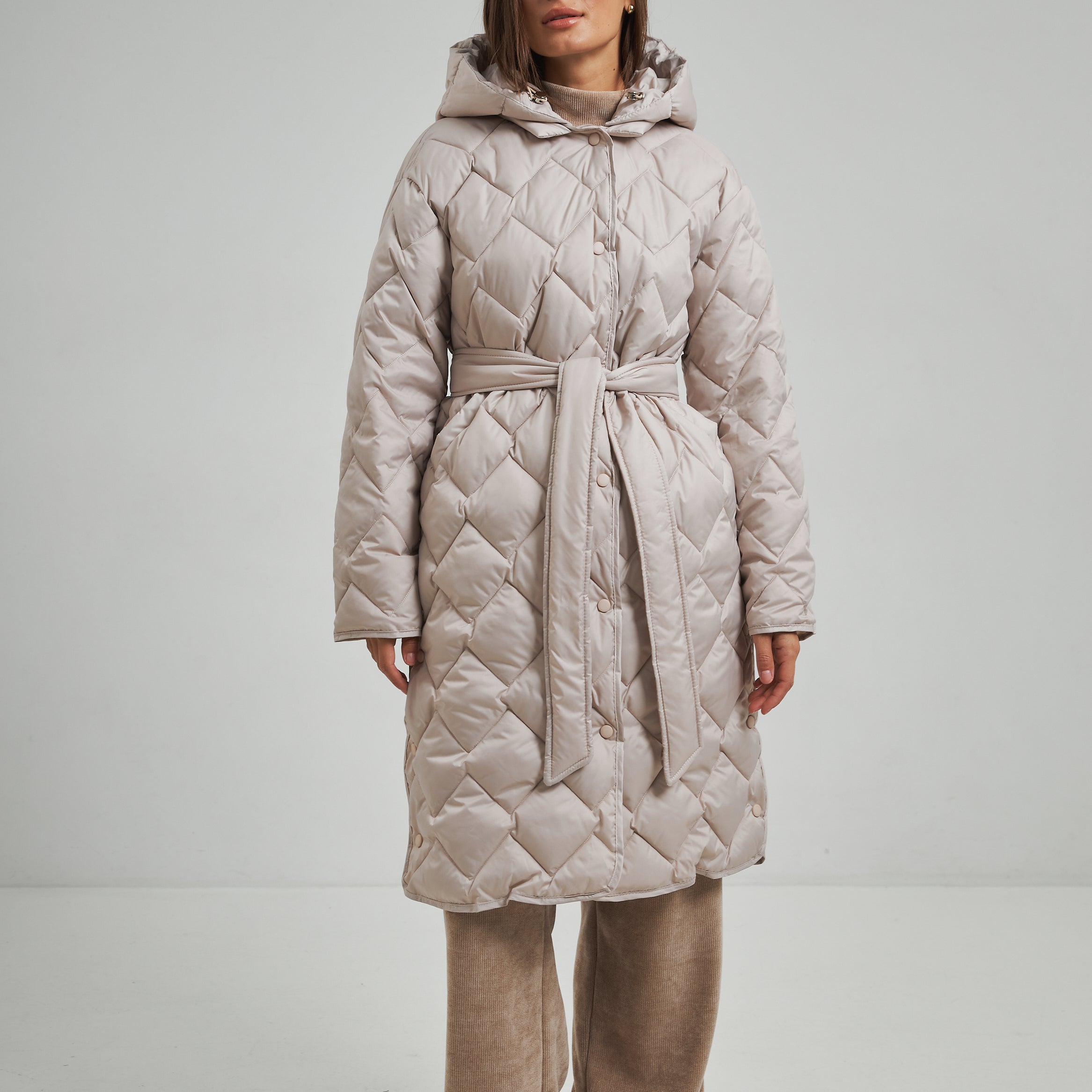 Куртка подовжена стьожка ромб з поясом - Wear Me