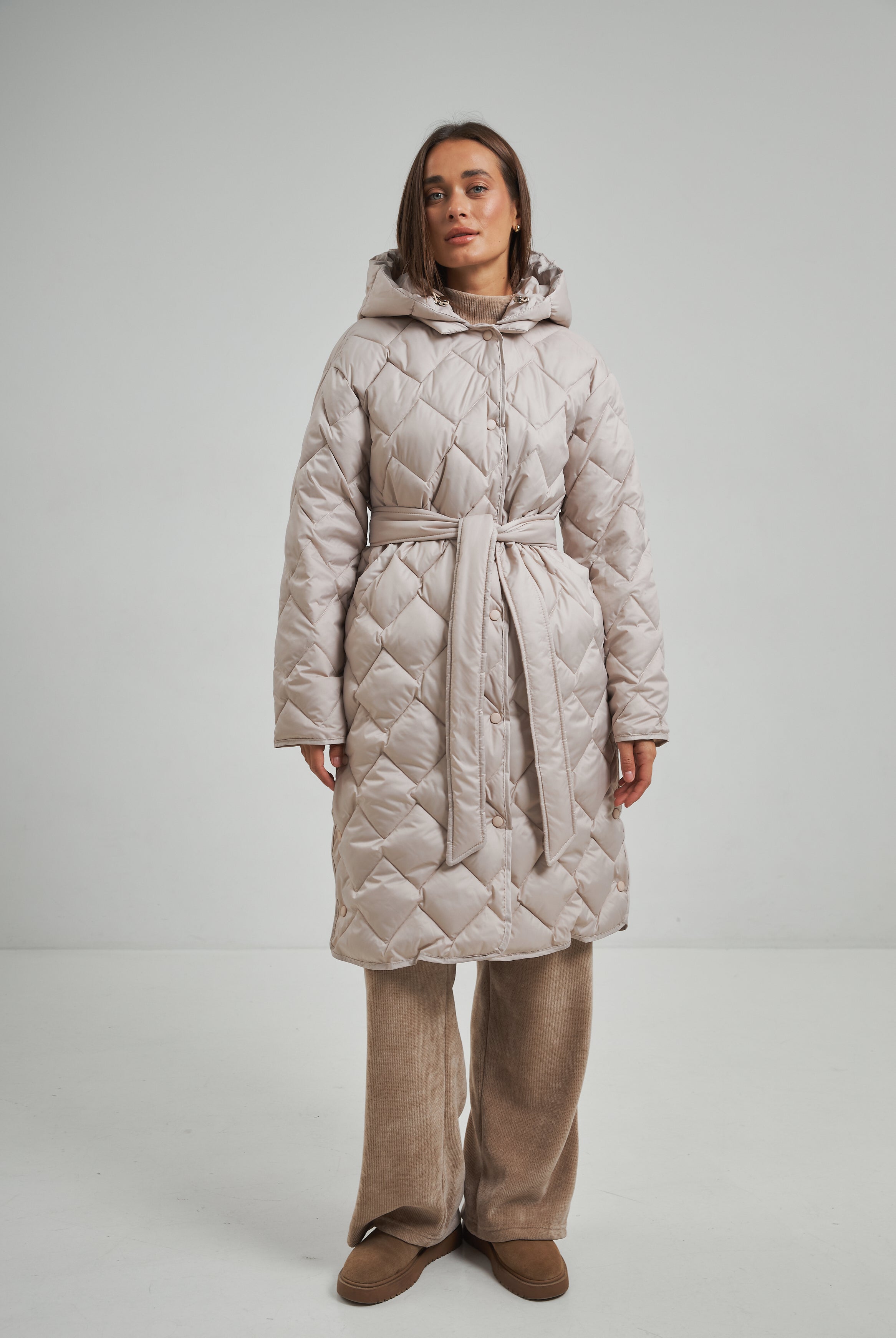 Куртка подовжена стьожка ромб з поясом - Wear Me