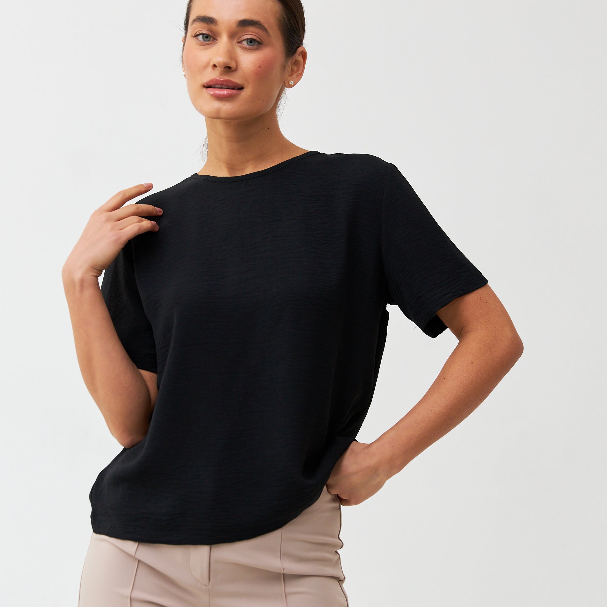 Вільна блуза-футболка з американського крепу