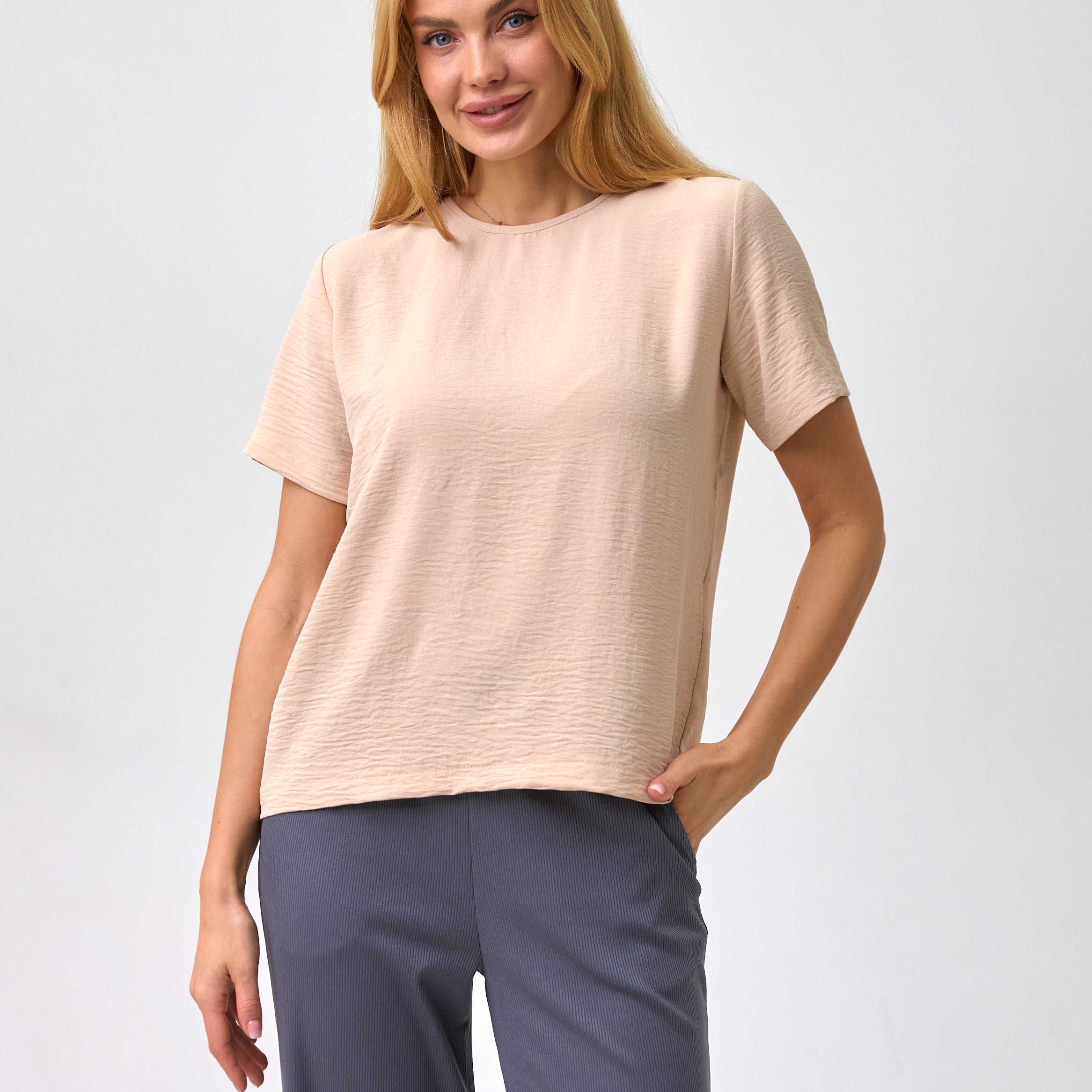 Вільна блуза-футболка з американського крепу