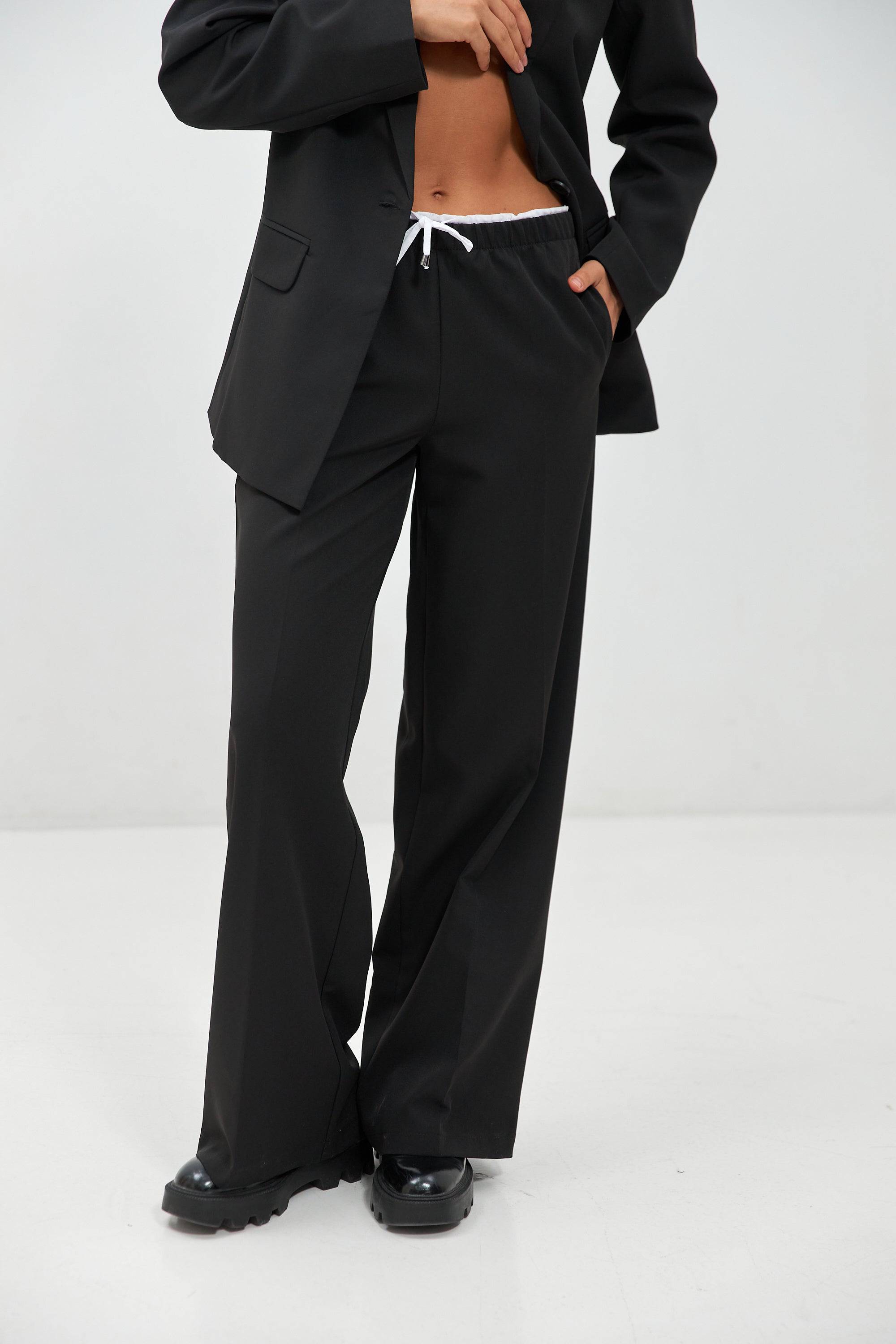 Палаццо з білим поясом на резинці - Wear Me