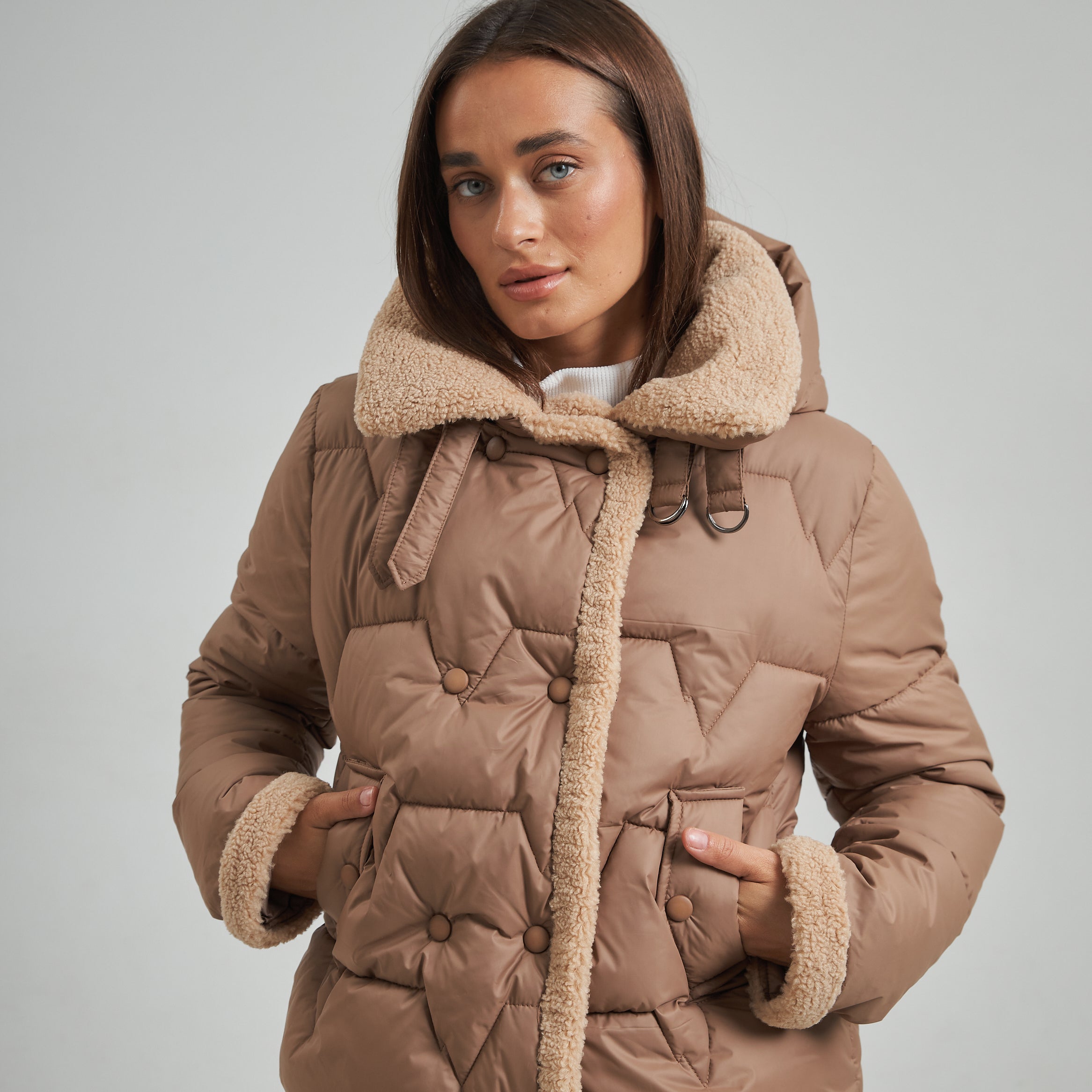 Куртка стьобана з обробкою овчиною - Wear Me