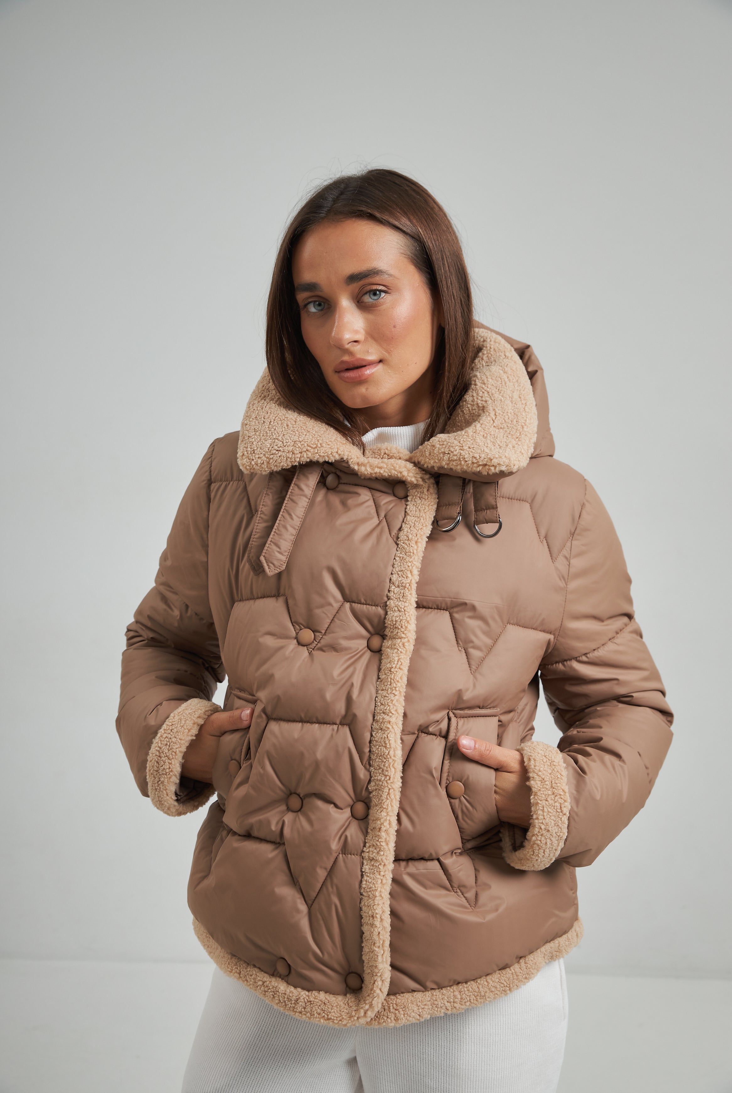 Куртка стьобана з обробкою овчиною - Wear Me