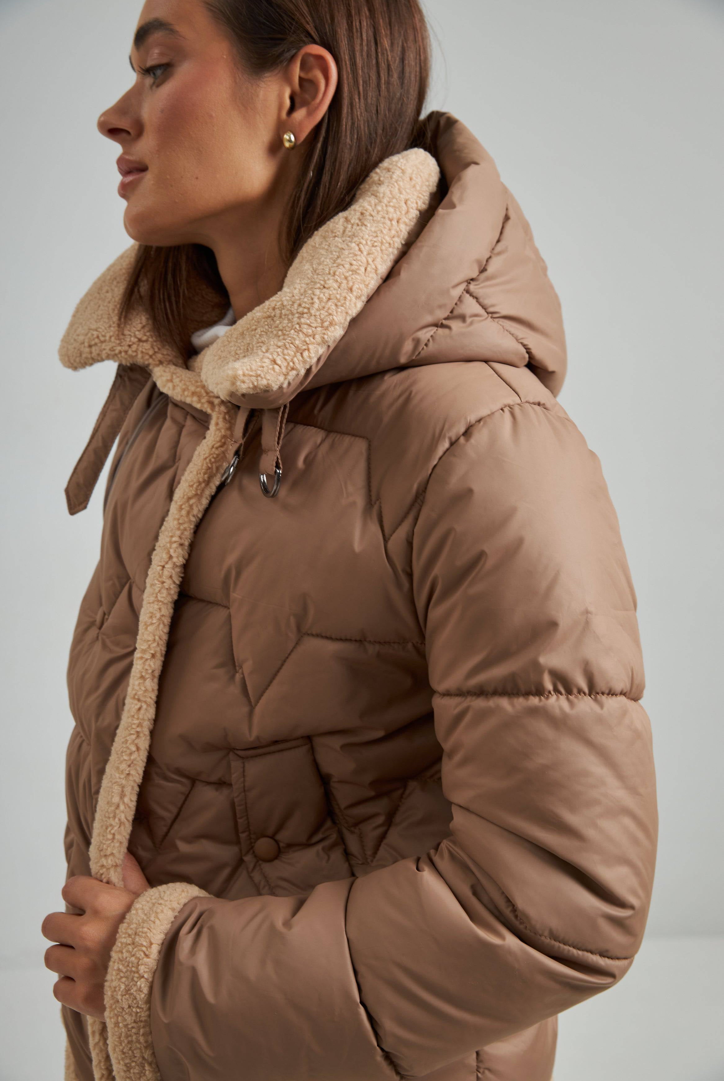 Куртка стьобана з обробкою овчиною - Wear Me