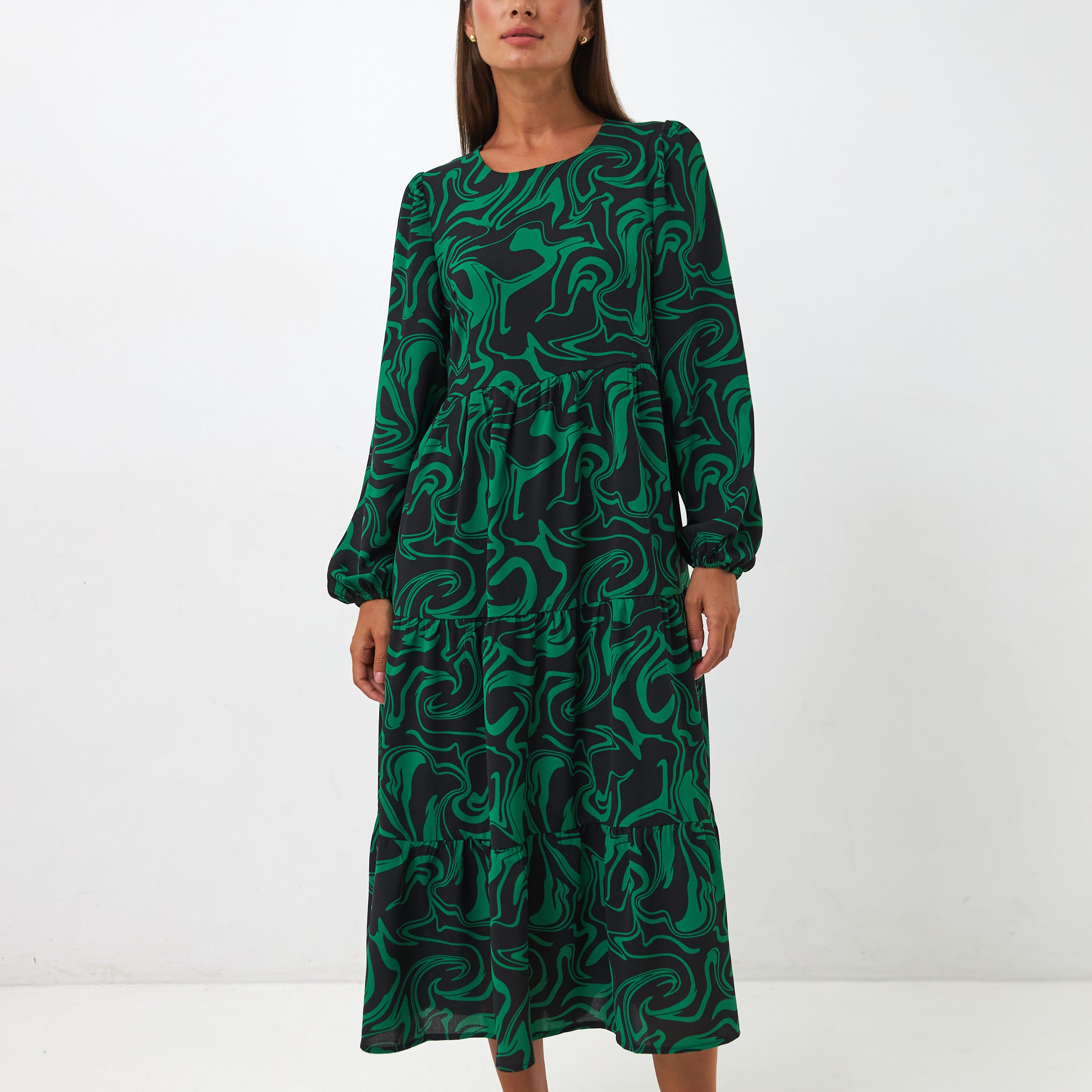 Сукня триярусна максі з американського крепу