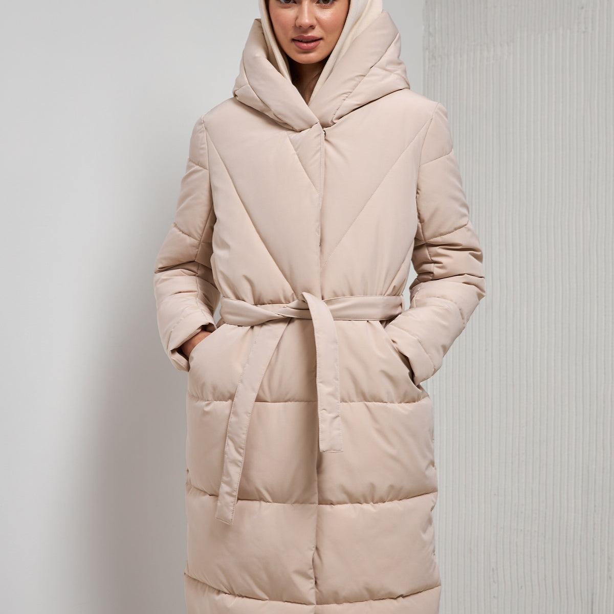 Пальто пуховик на кнопках