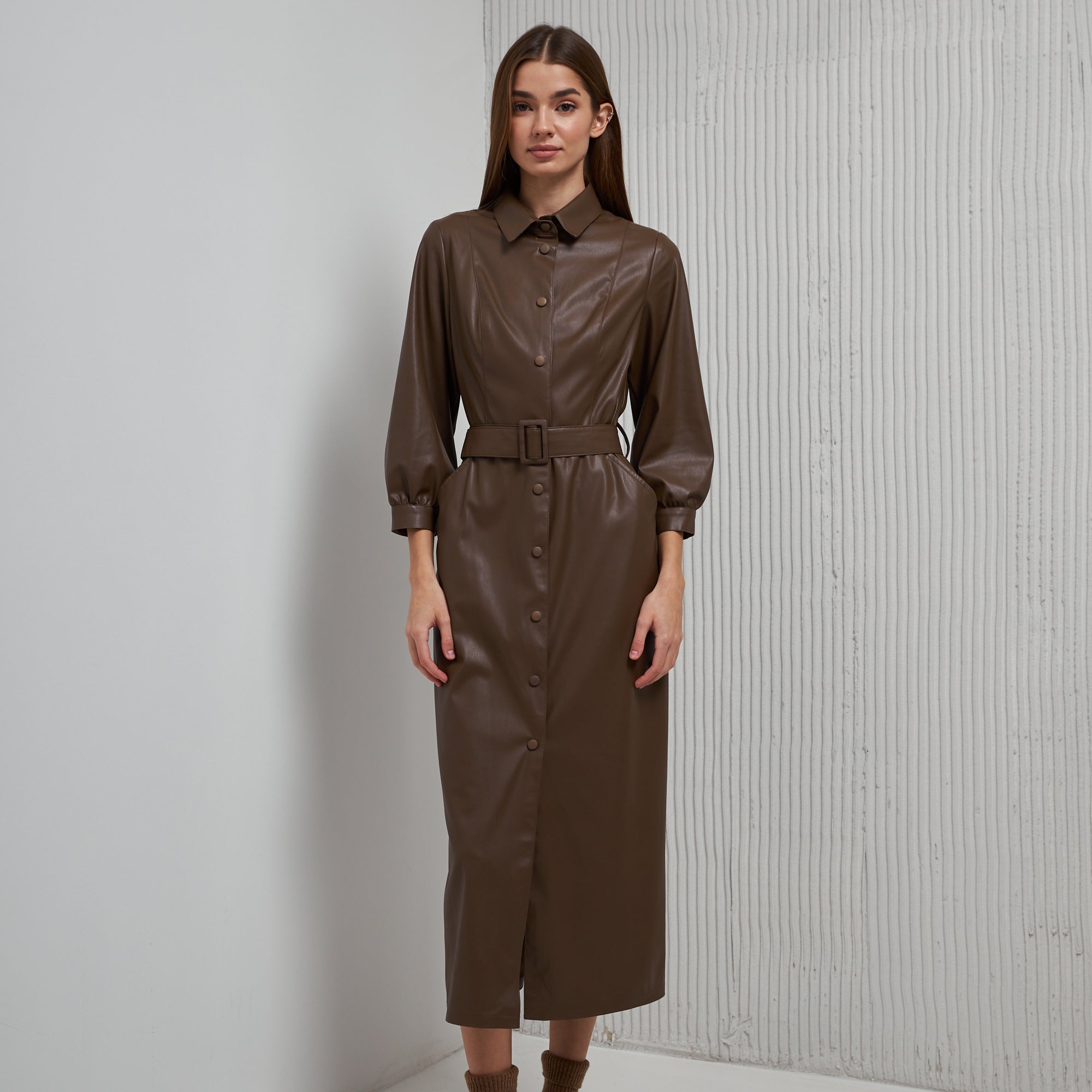 Сукня з еко-шкіри рукав 3/4