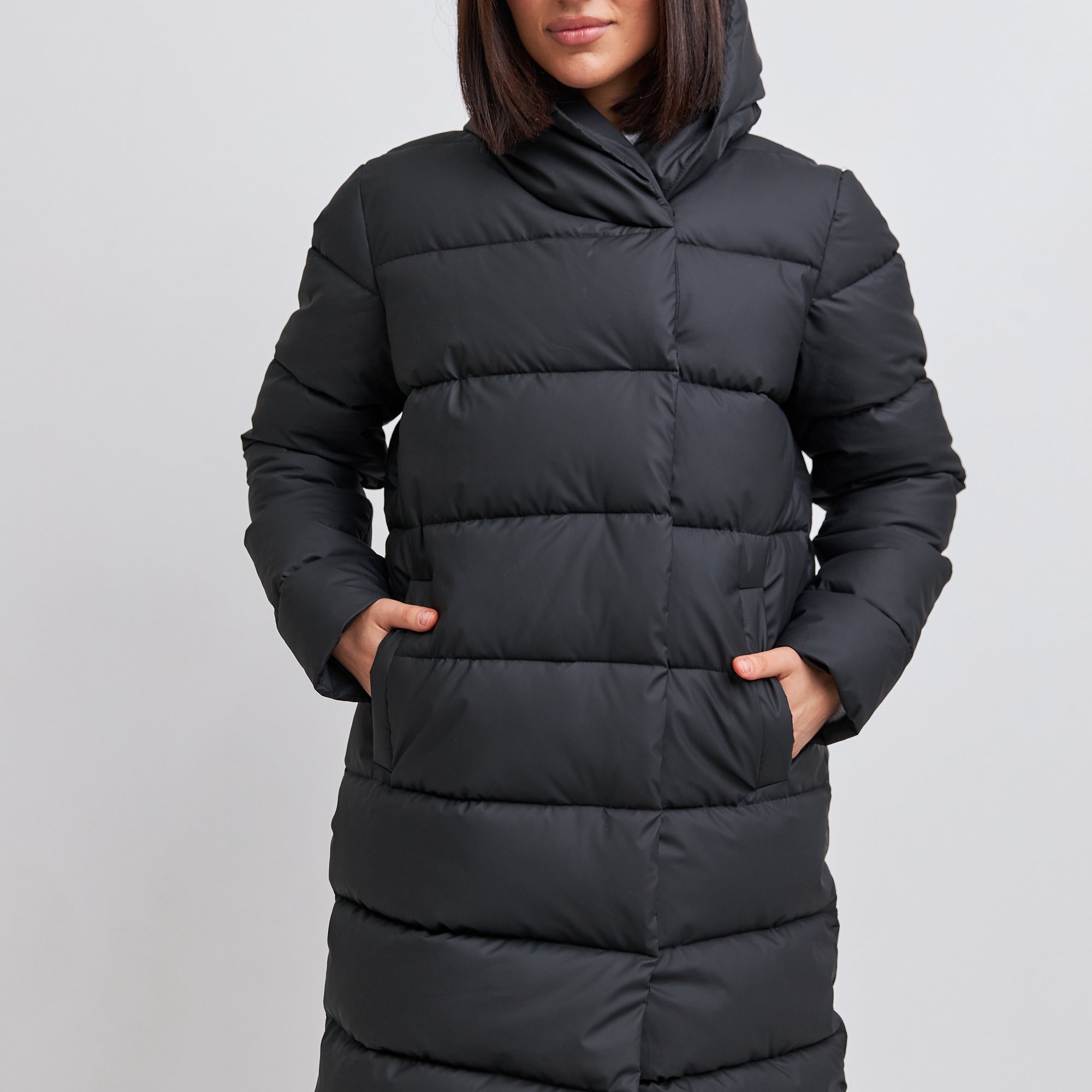 Пальто пуховик подовжений на кнопках