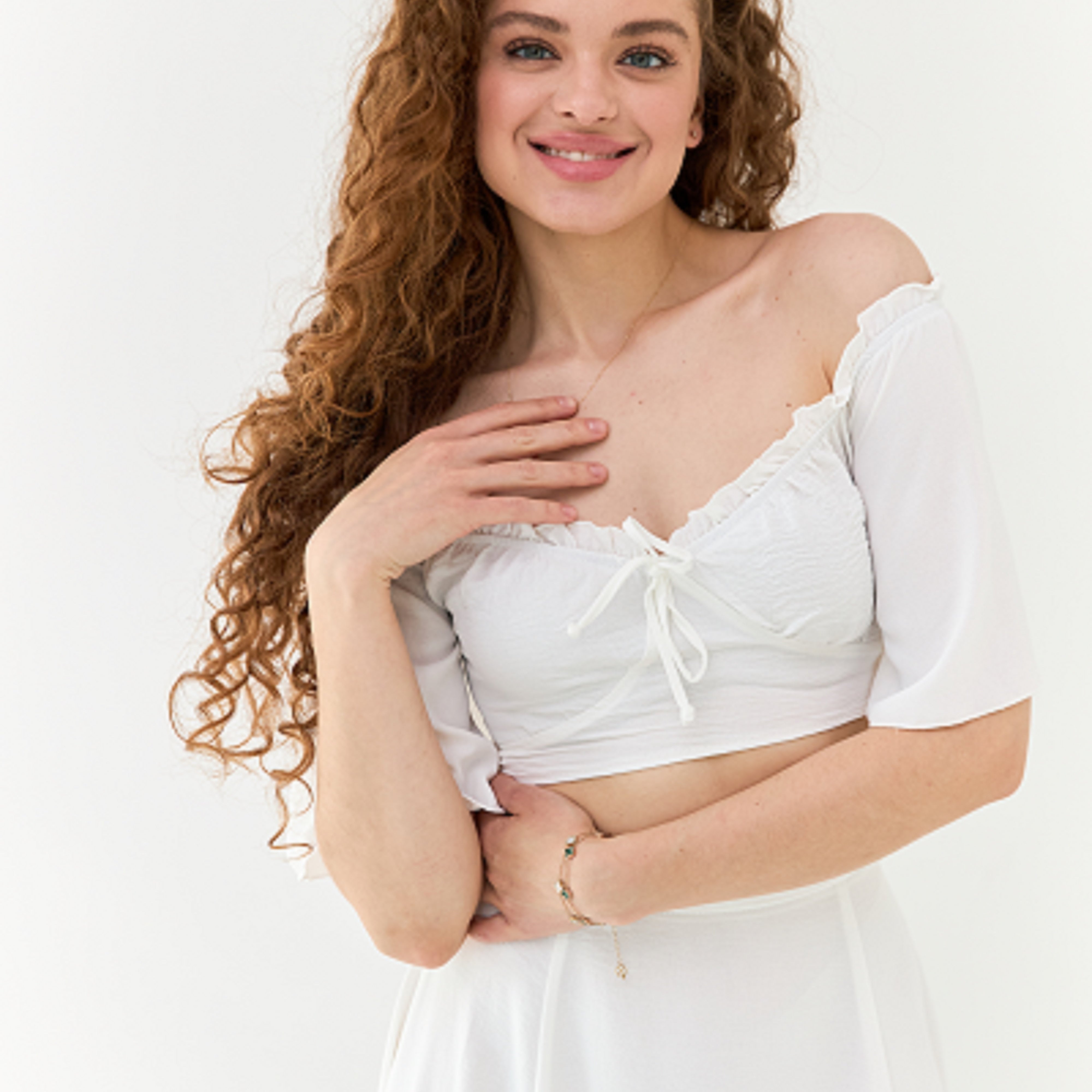 Топ-кроп зі спущеними плечима Жасмін