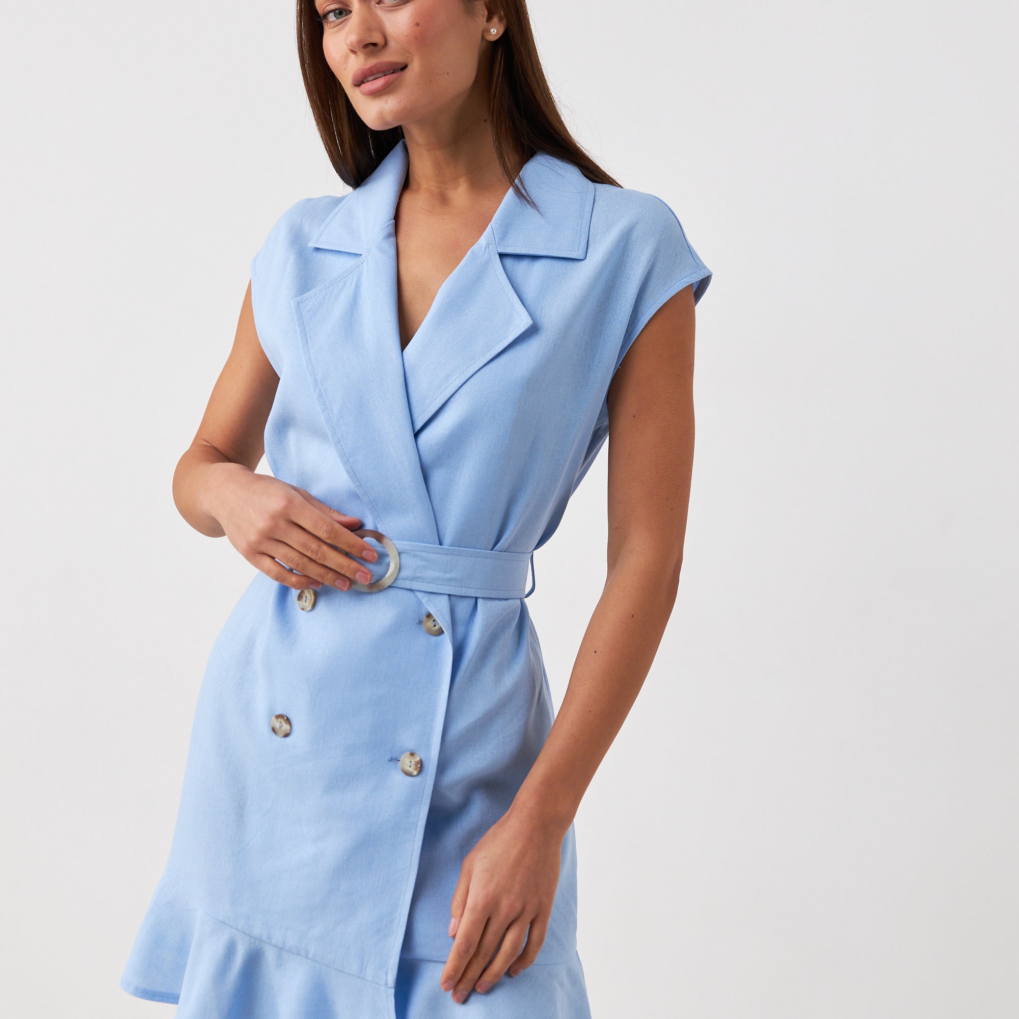 Сукня міні з відкладним коміром та ґудзиками