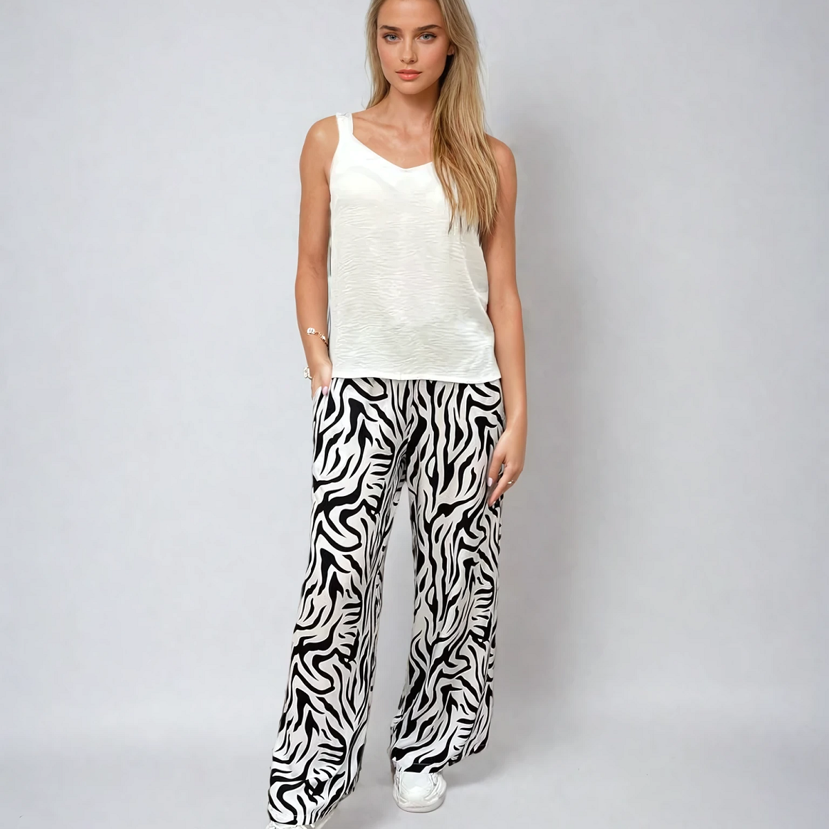 Брюки палаццо з високою резинкою