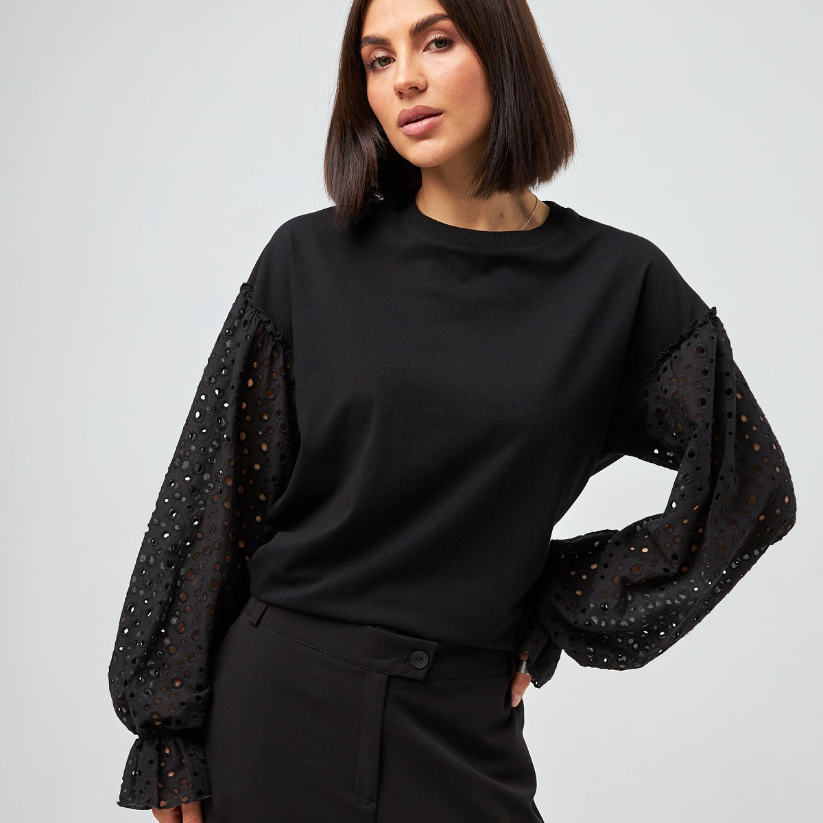 Блуза комбінована з батистом