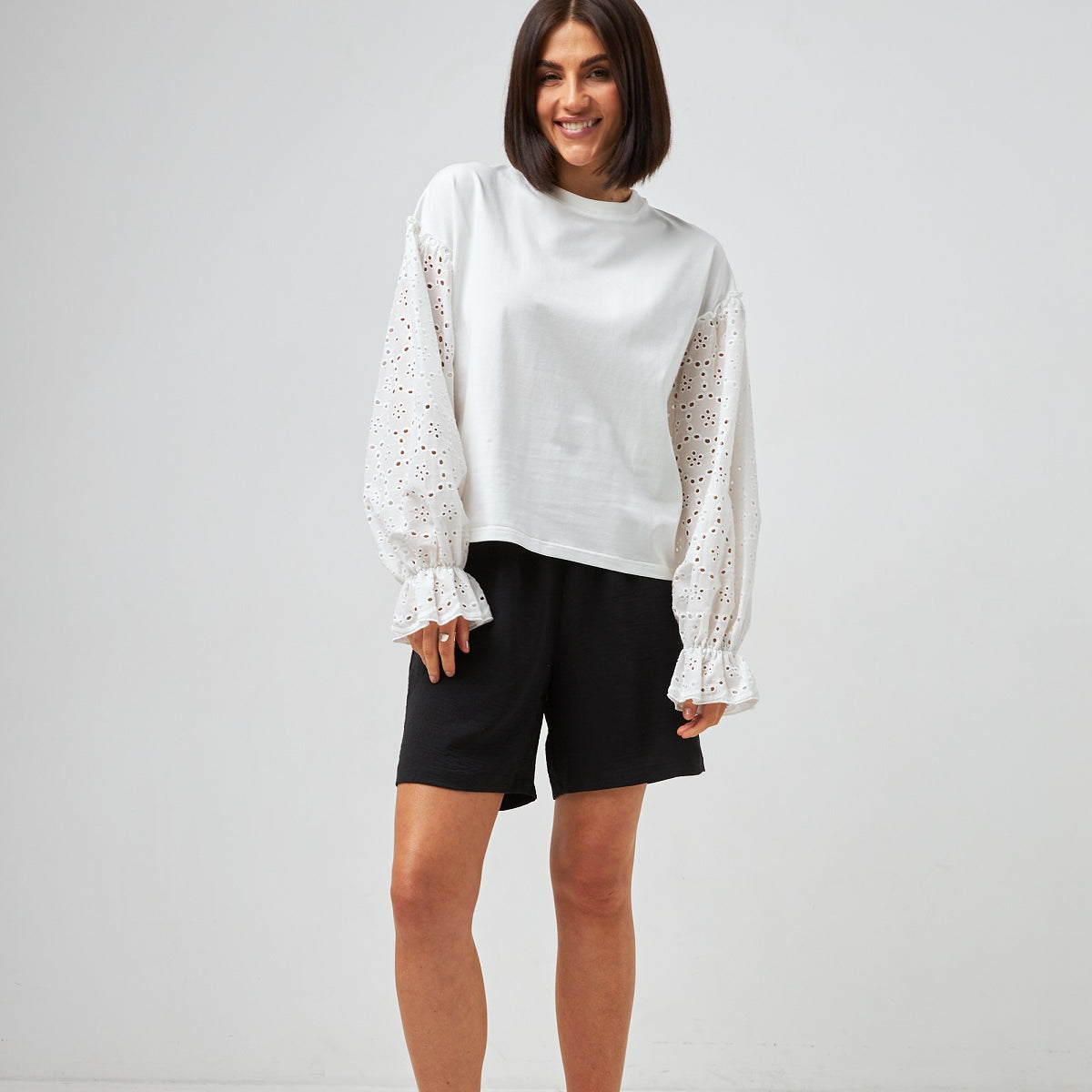 Блуза комбінована з батистом