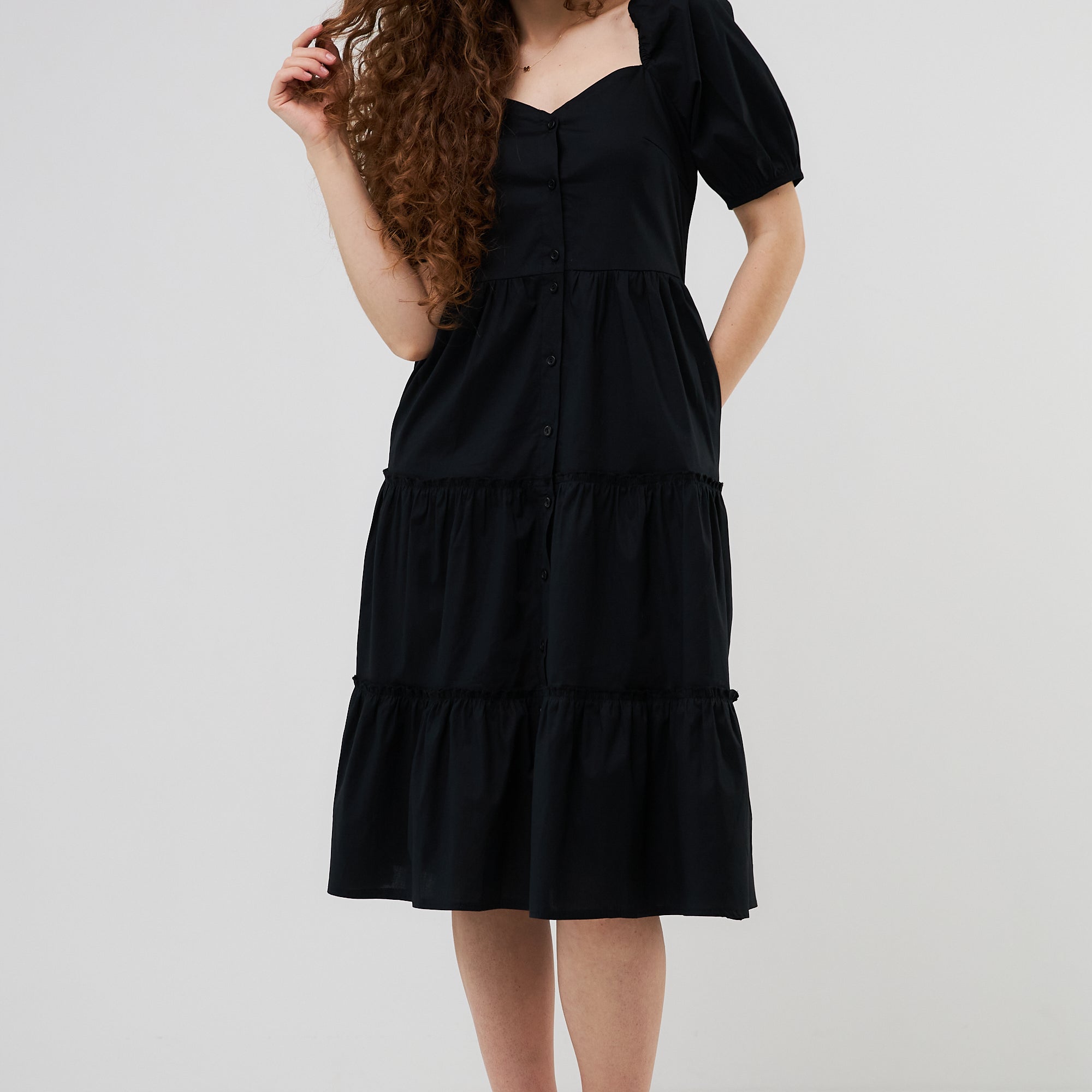 Сукня триярусна з гудзиками короткий рукав