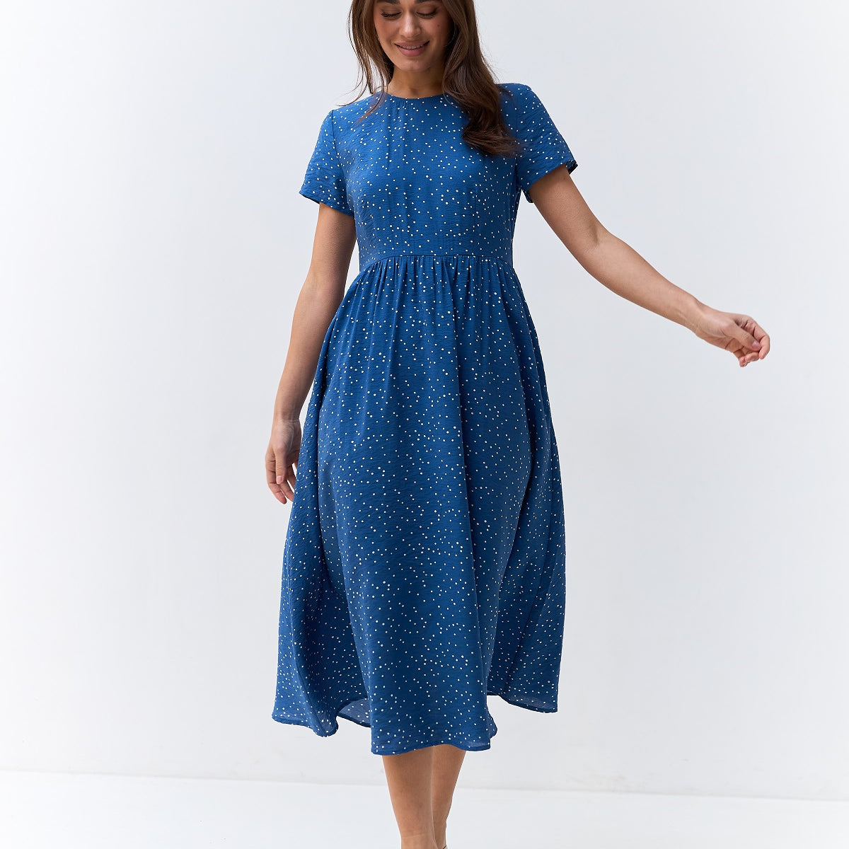 Сукня максі літня у дрібний горох