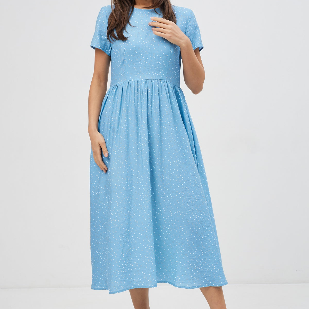 Сукня максі літня у дрібний горох