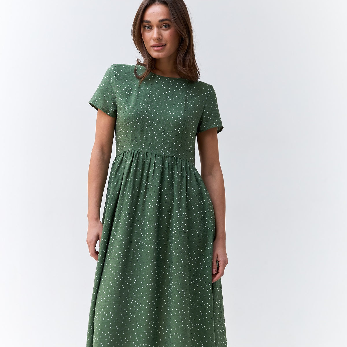 Сукня максі літня у дрібний горох