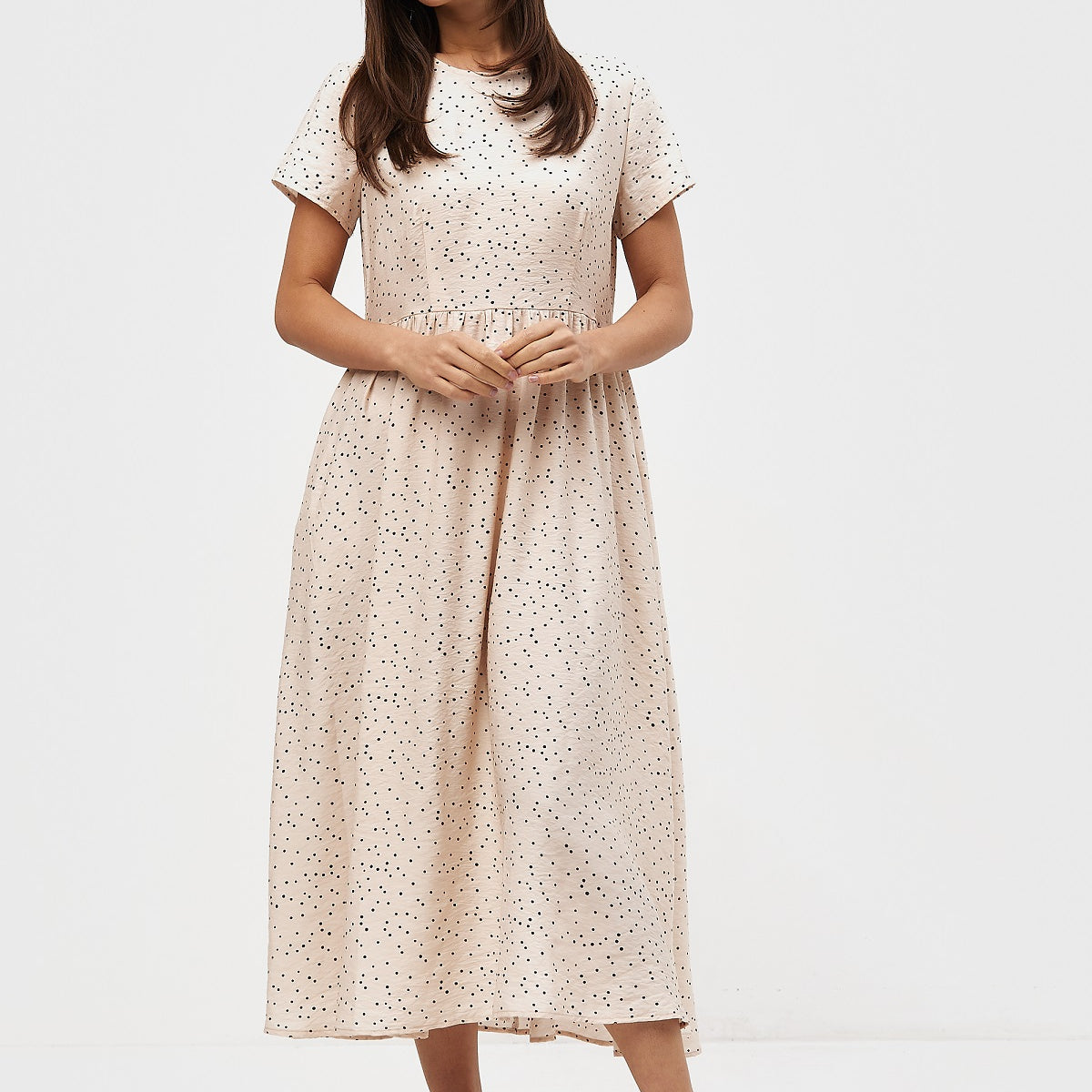 Сукня максі літня у дрібний горох