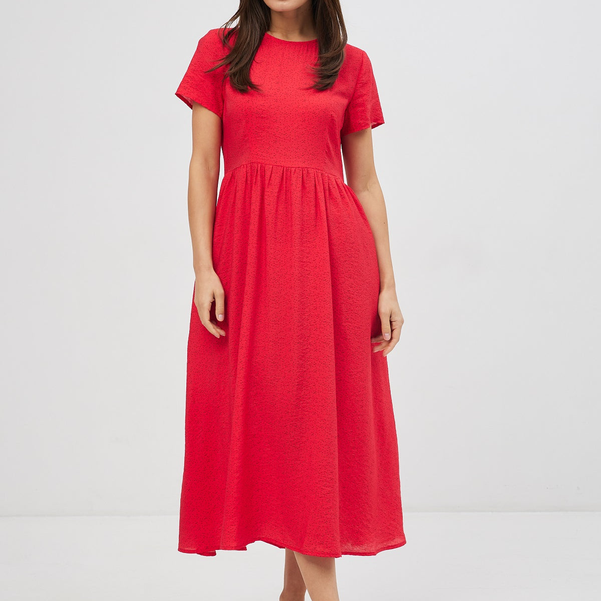 Сукня максі літня у дрібний горох