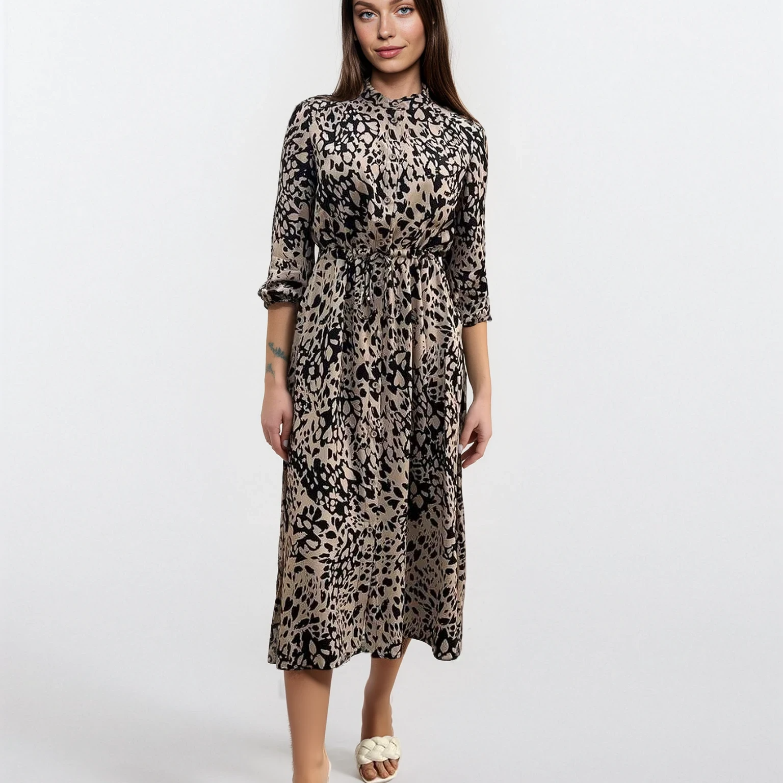 Сукня рубашка максі з поясом