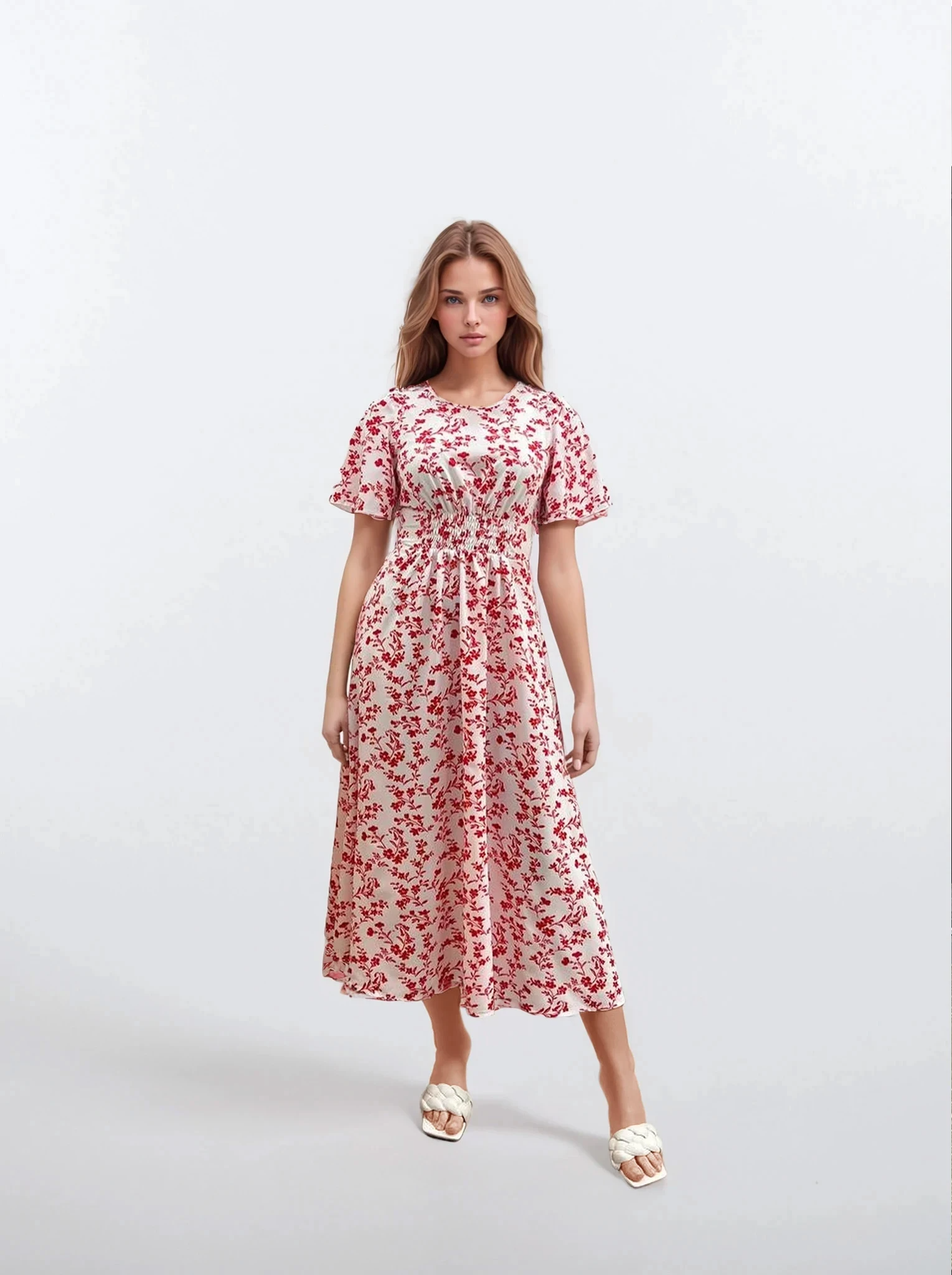 Білий (червоні квіти)