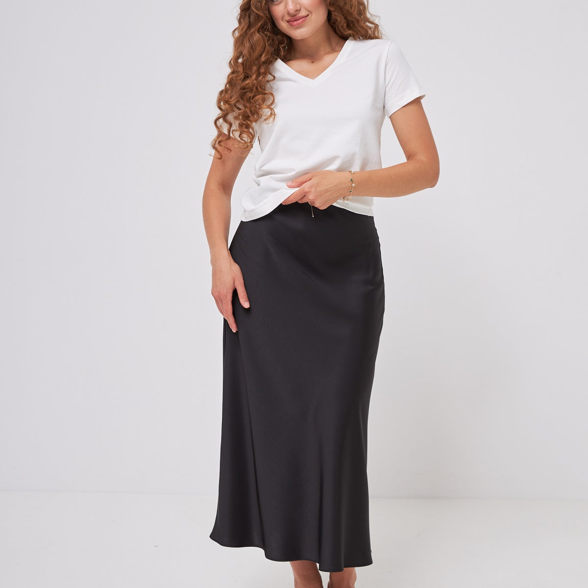 Спідниця мідаксі з шовк сатину