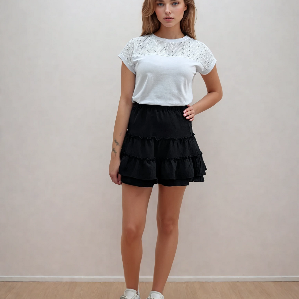 Спідниця міні триярусна