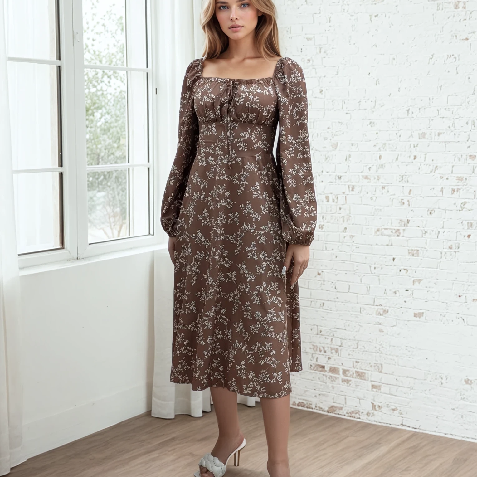 Сукня мідаксі святкова з квітковим принтом