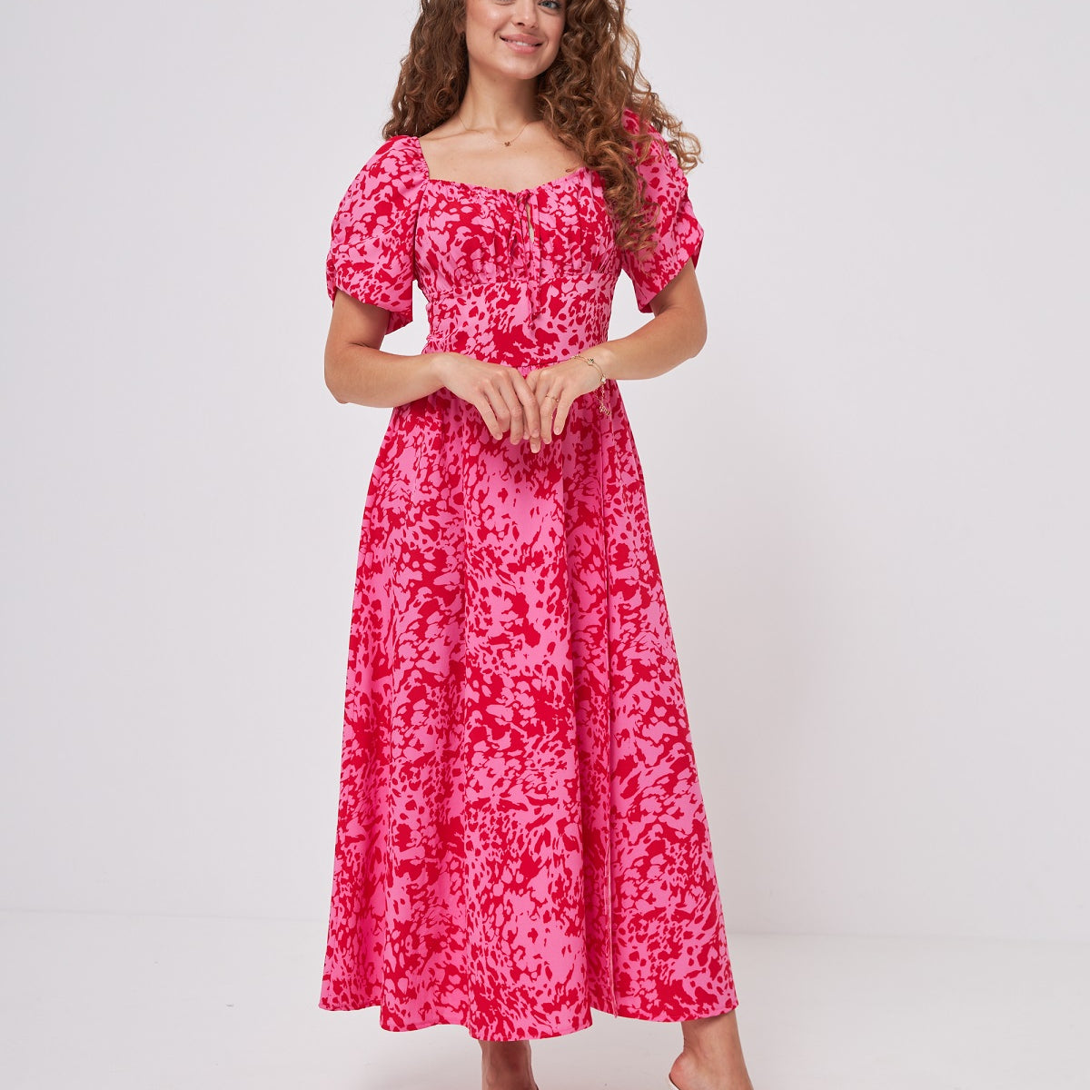 Сукня максі літня із софту із розрізом