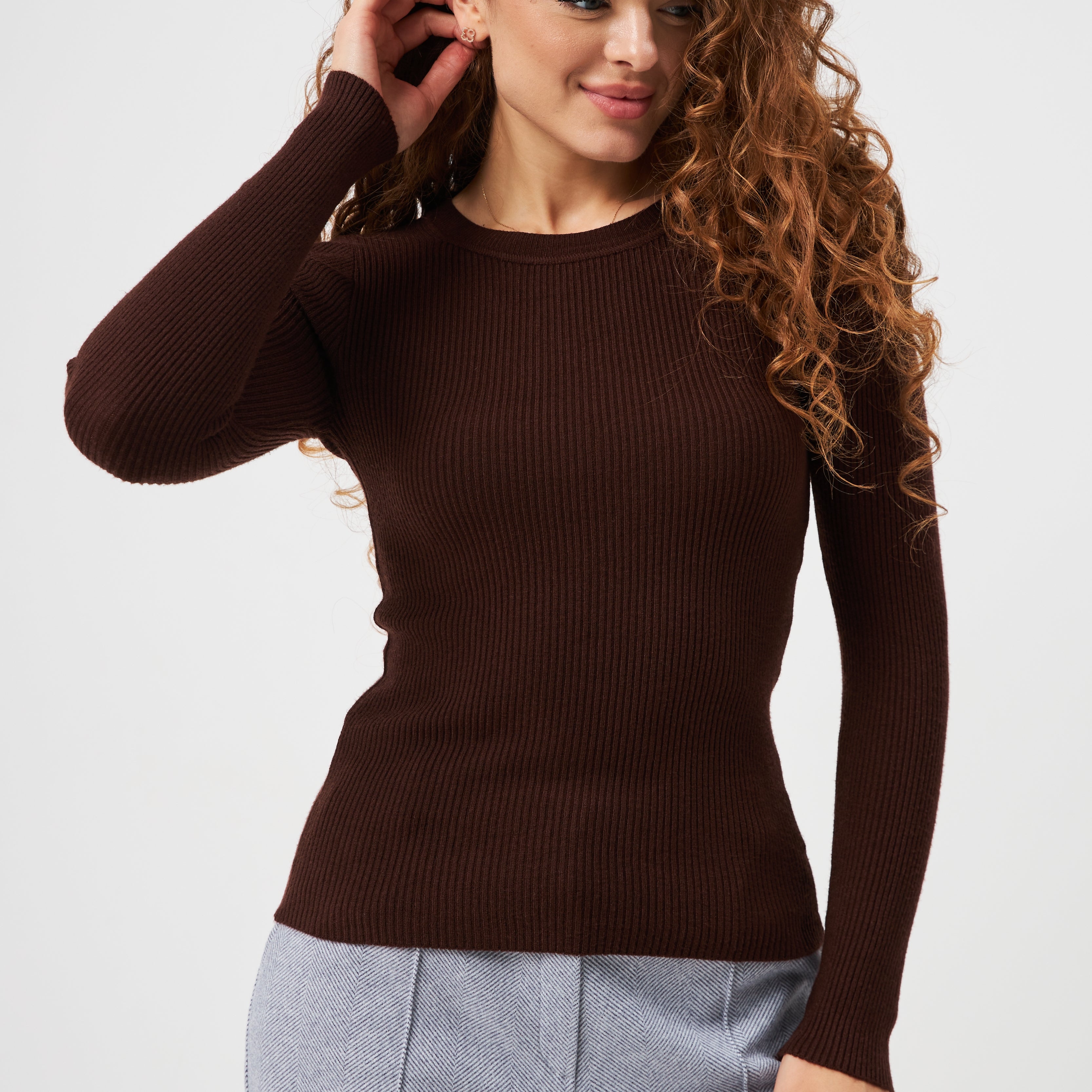 Лонгслів з довгим рукавом і круглим вирізом