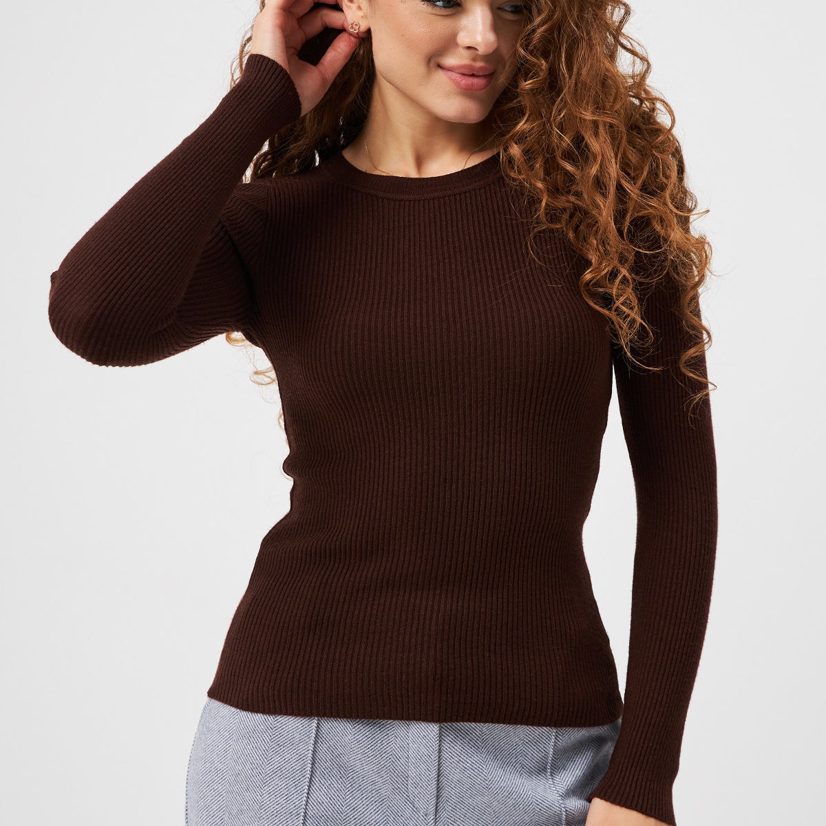 Лонгслів з довгим рукавом і круглим вирізом