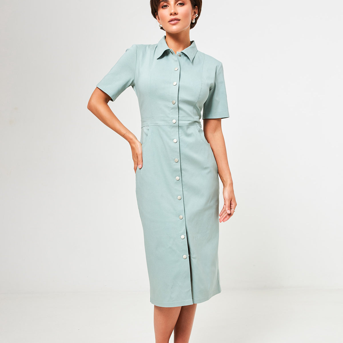 Сукня міді облягаюча з джинс бенгаліну