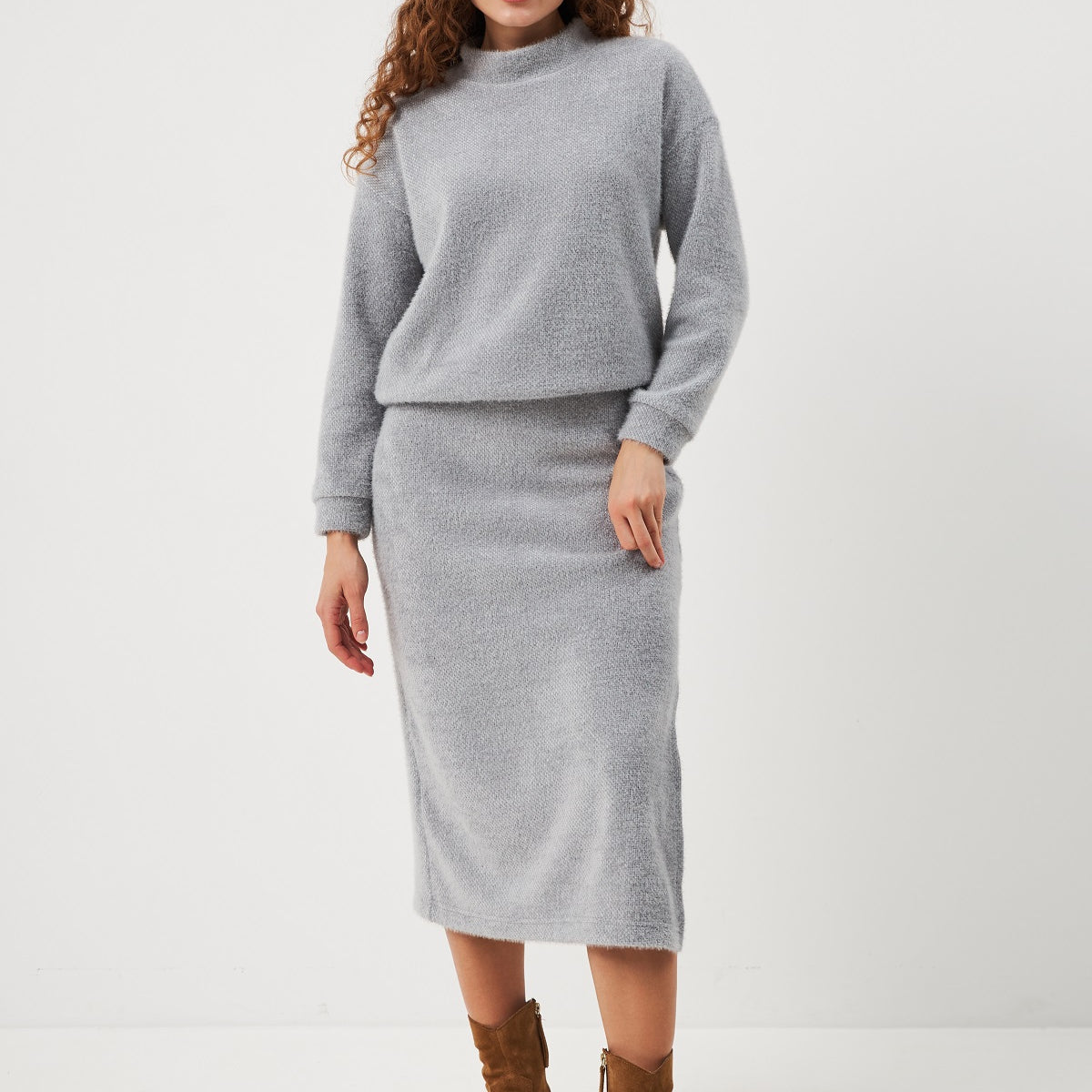 Спідниця з альпаки з розрізом